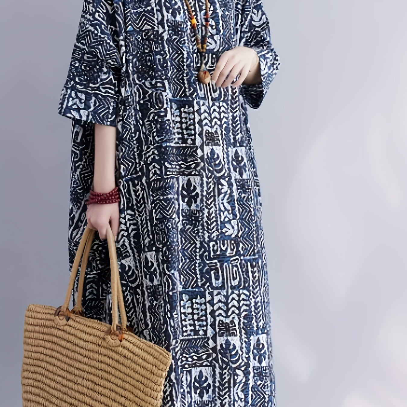 

New Women's Single Piece Pullover Fat Mm Cotton And Linen Dress For Spring And Summer