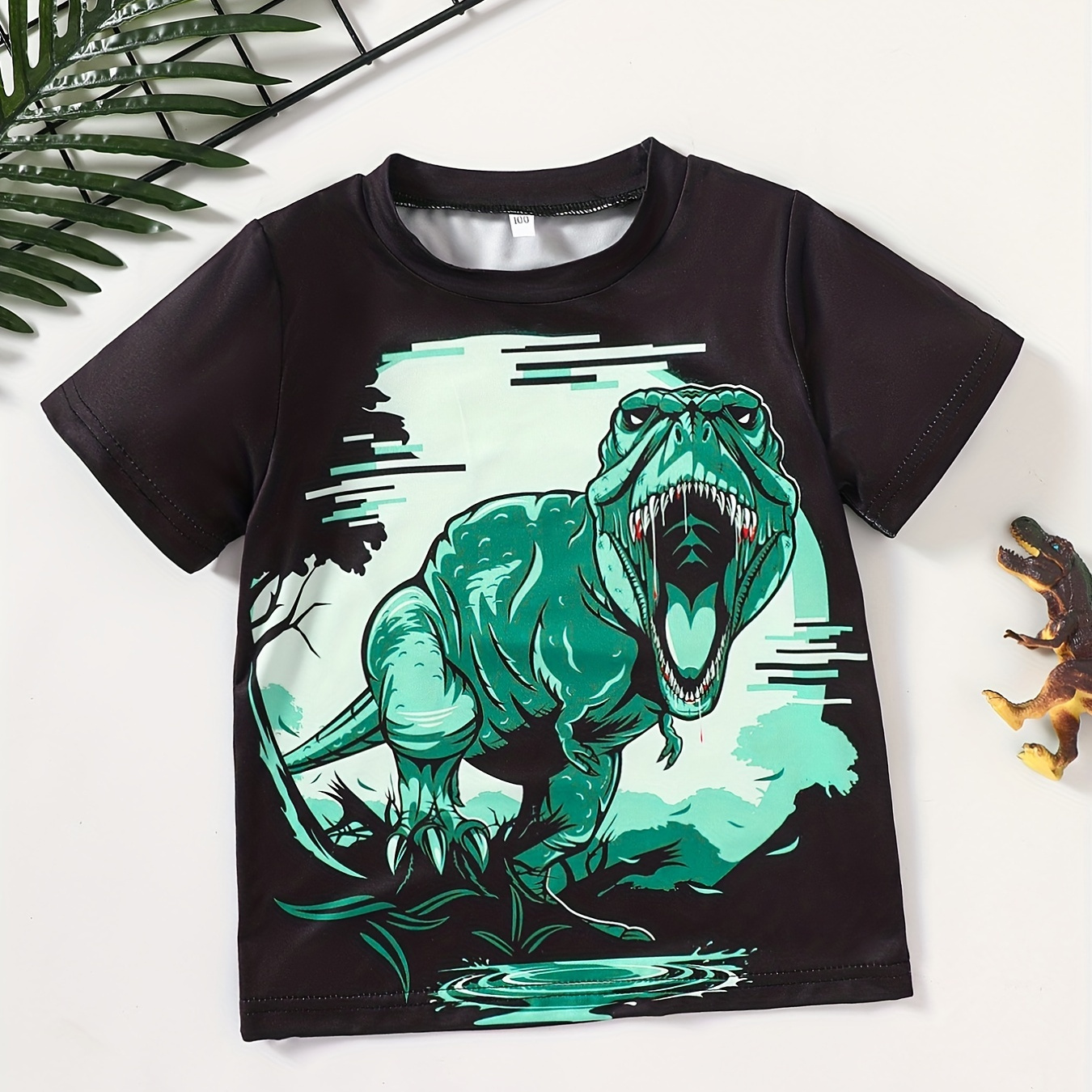 

Boys Dinosaur Round Neck T-shirt Tee Top Casual Soft Comfortable For Summer Kids Clothes