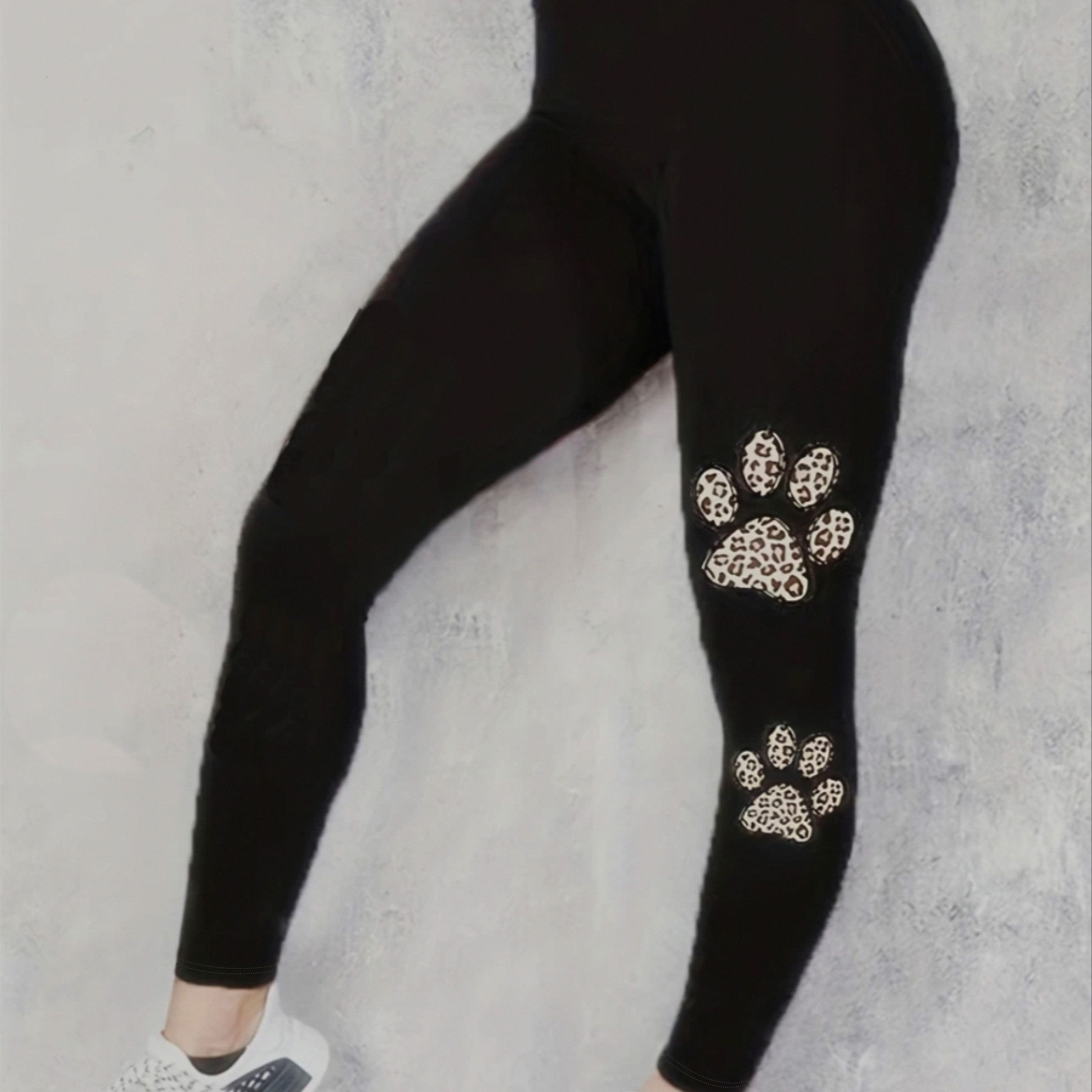 

Paw Print Leggings, High Waist Skinny Casual Leggings, Women's Clothing