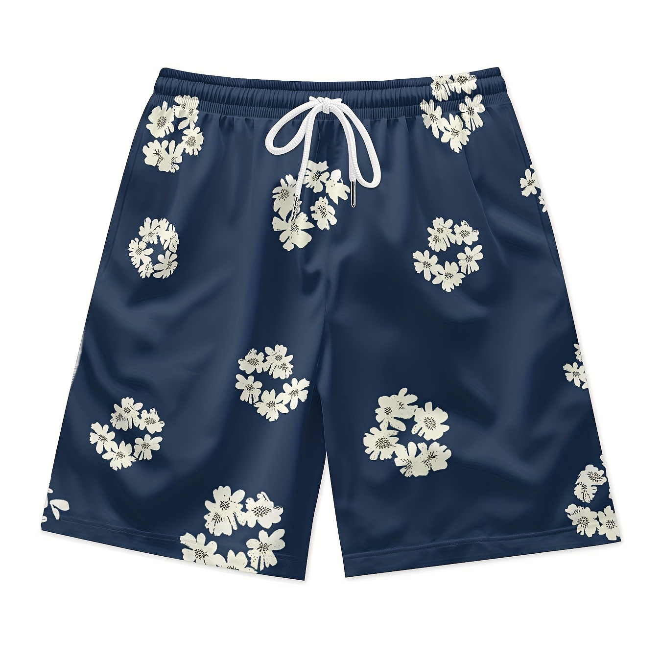 

Floral Print Men's Dark Blue Waist Shorts Quick Dry Breathable Polyester Shorts Daily Streetwear Vacation Shorts Clothing Bottoms