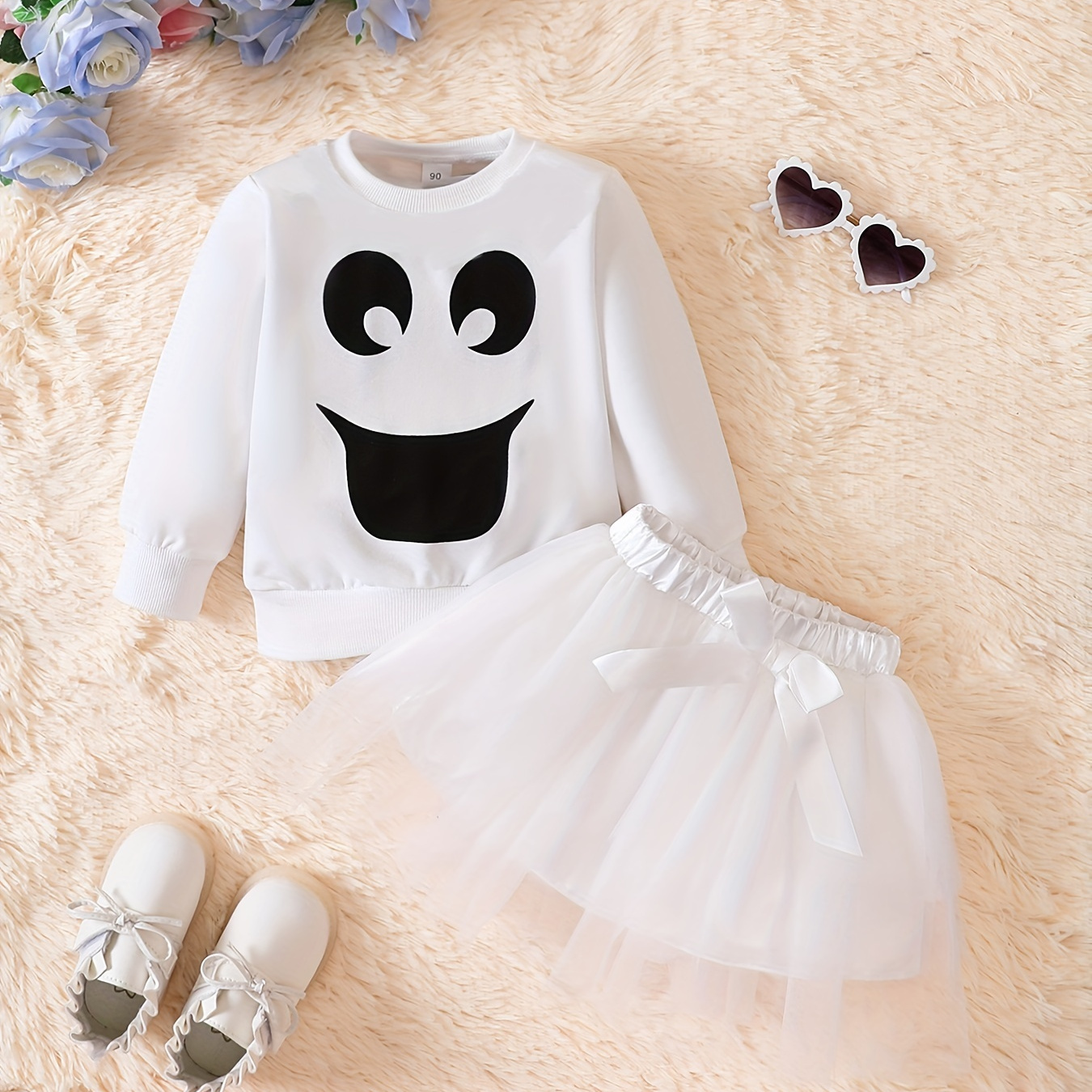 

2pcs 's Sweatshirt + Skirt, Toddler & Infant Girl's Clothing Set, Cloth