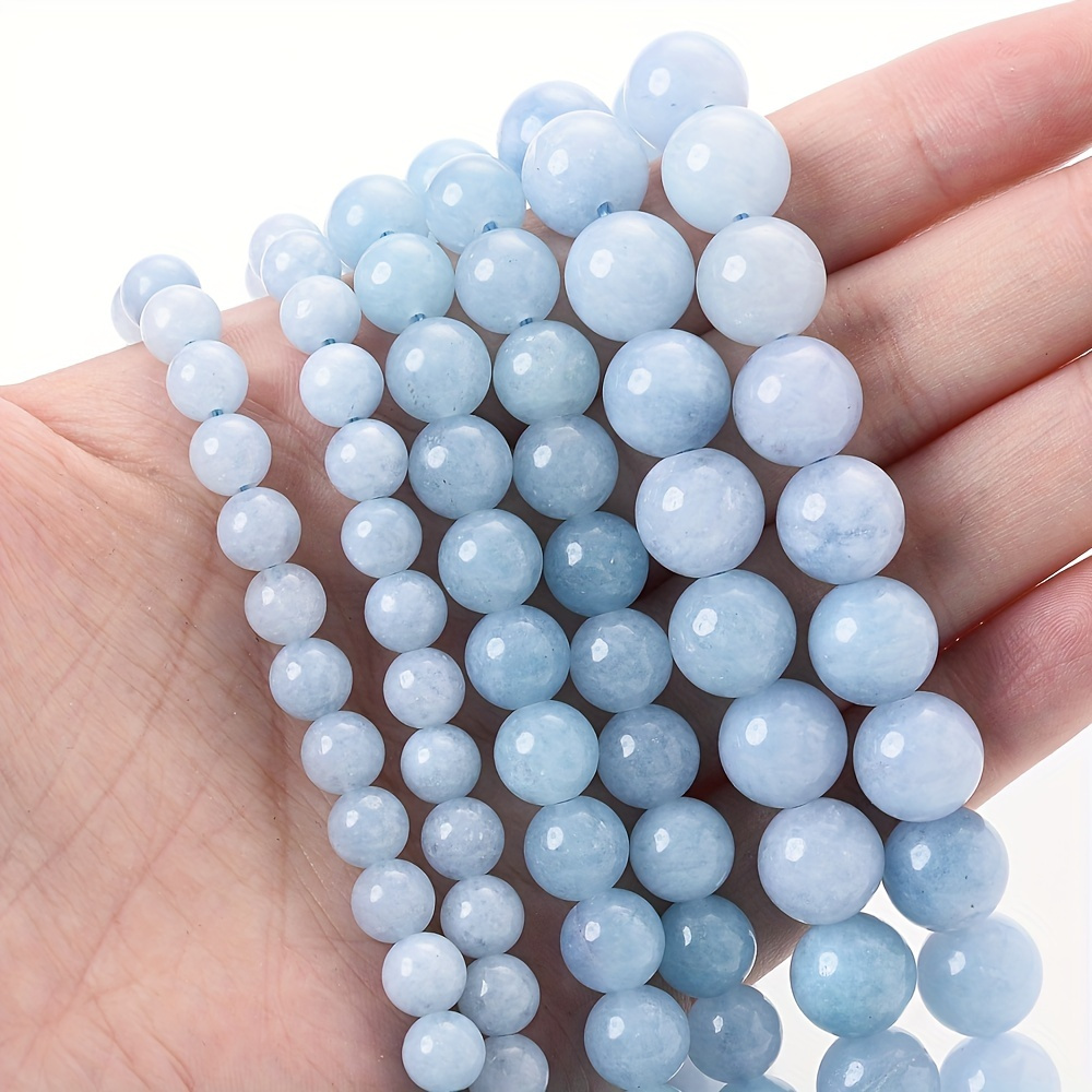 Natural Blue Rain Flower Striped Gemstones Round Bulk Beads - Temu