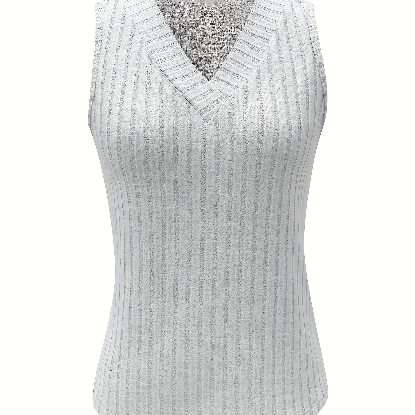 

Ribbed V Neck Tank Top, Casual Sleeveless Tank Top For Summer, Women's Clothing