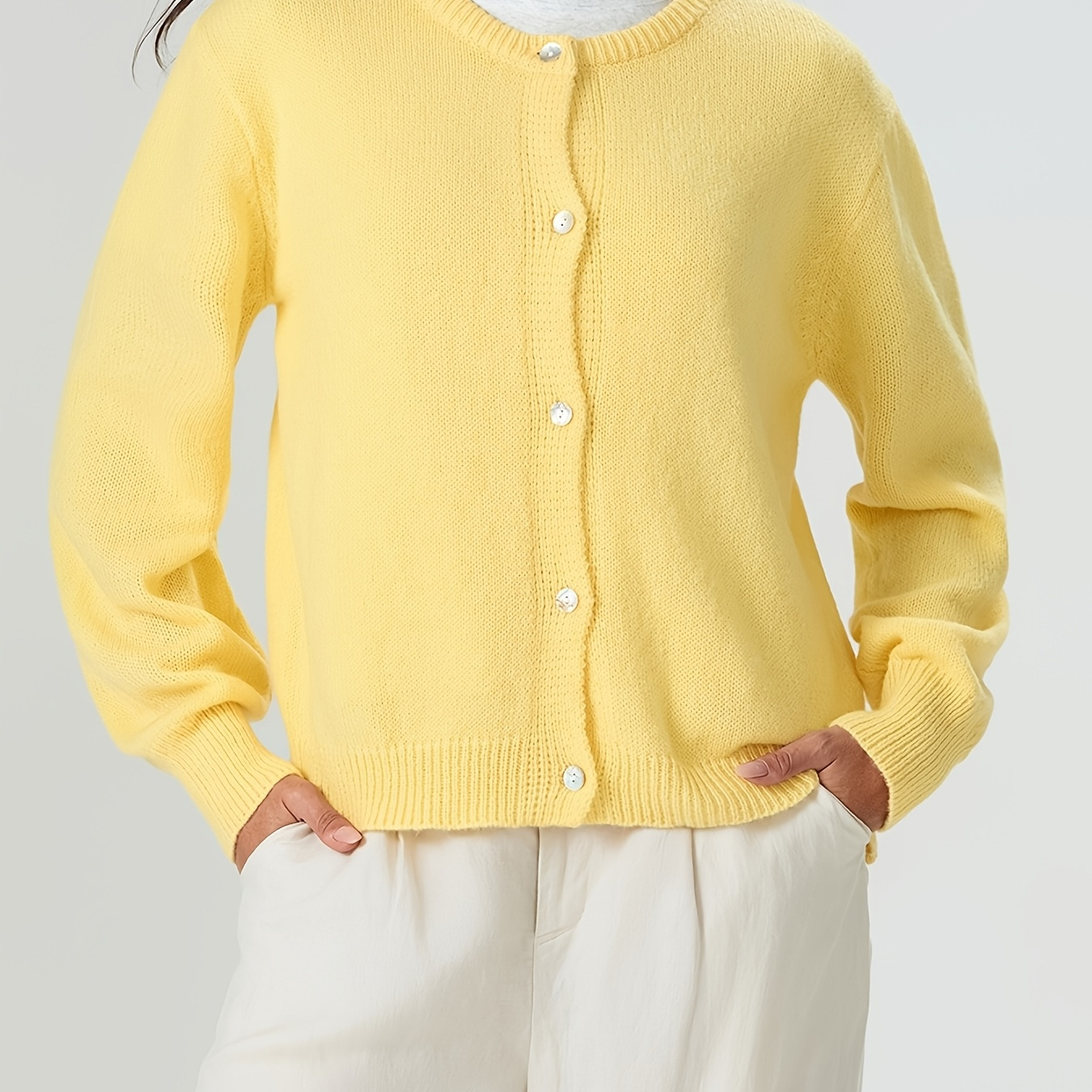 

Women's Elegant Crew Neck Sweater, 100% Polyester Knit Fabric, Solid Color, Fall/, 352gsm Weight - Spice Ladies Collection