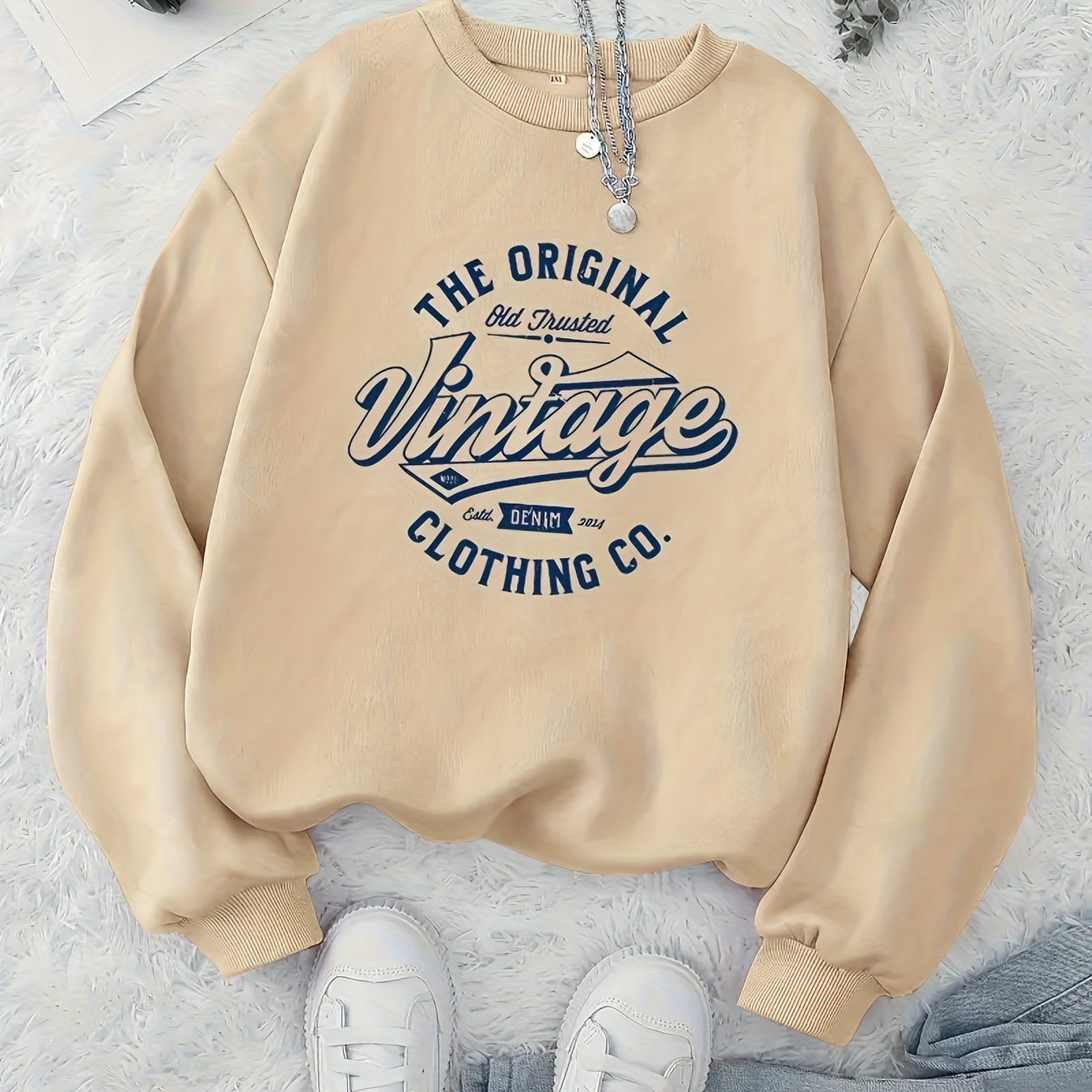 

Letter Print Sweatshirt, Crew Neck Casual Sweatshirt For Winter & Fall, Women's Clothing