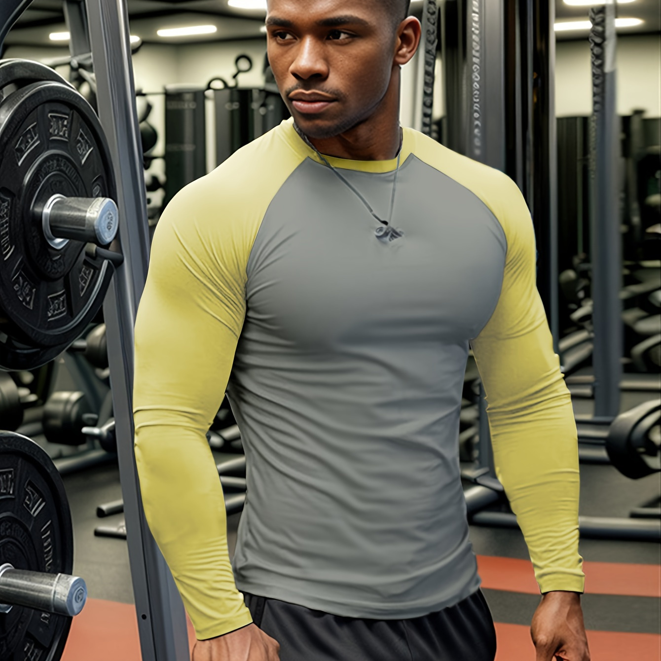 

Men's Long Sleeve Raglan Sleeve T-shirt, Soft And High-elastic For Sports