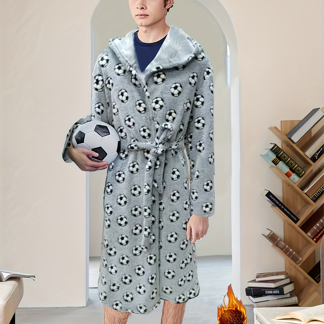 

Cozy Fleece-lined Hooded Bathrobe For Teens - Extra Long, & Warm Flannel Robe With Pockets, Machine Washable - Fall/winter