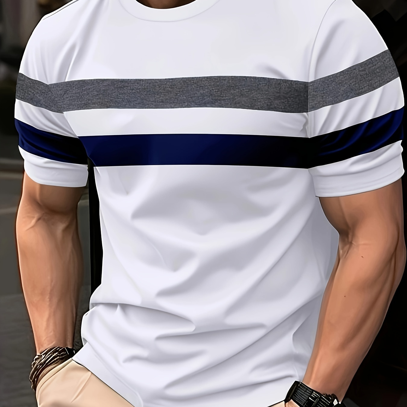 

Men's Casual Graphic T-shirt With Digital Printing, Breathable And Soft, Suitable For Summer Wear