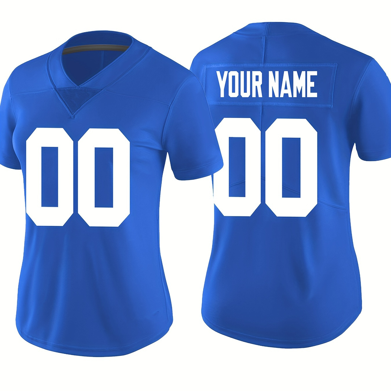 

Personalized Women's Football Jersey - V-neck, Embroidered With Name & Number, Breathable Polyester, Machine Washable - Sizes S To Xxl