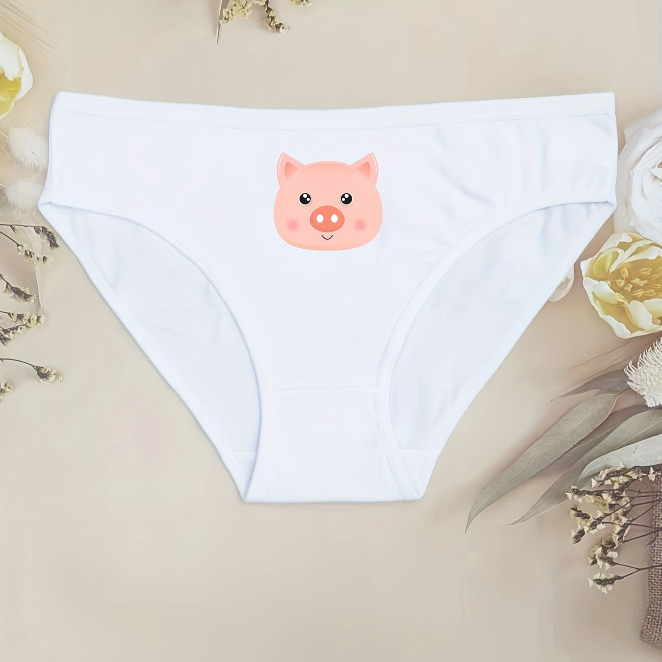 Cartoon Pig Print Briefs Comfy Cute Stretchy Intimates Temu