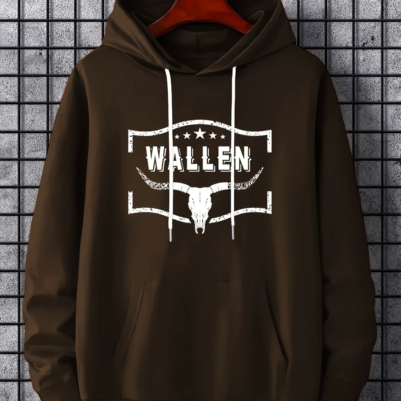 

Wallen Print Hoodies For Men, Graphic Hoodie With Kangaroo Pocket, Comfy Loose Trendy Hooded Pullover, Mens Clothing For Autumn Winter