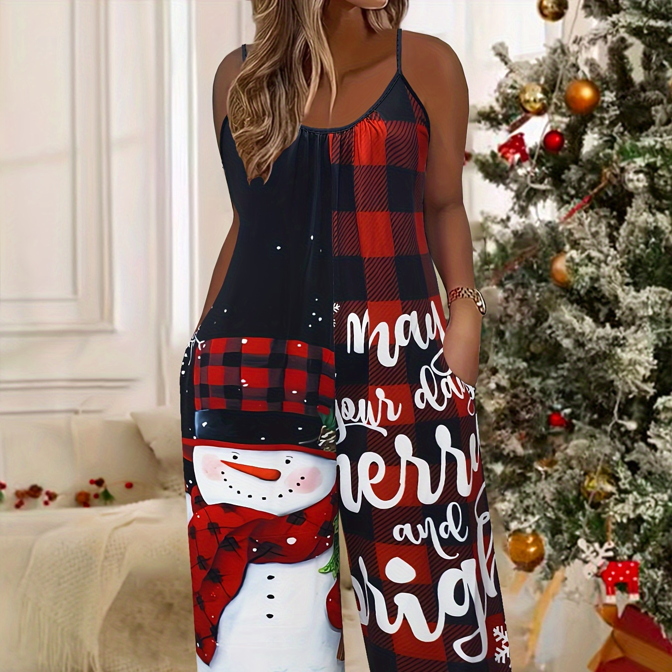 

Plus Size Christmas Leg , Sleeveless , Women's Plus Size Clothing