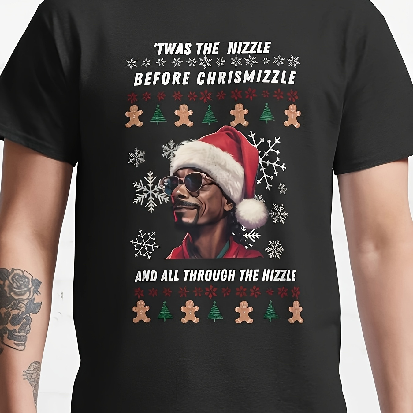 

'fo Chrizzle' Christmas Tee - Soft 100% Cotton, Breathable Short Sleeve T-shirt With Print, Ideal Holiday Gift