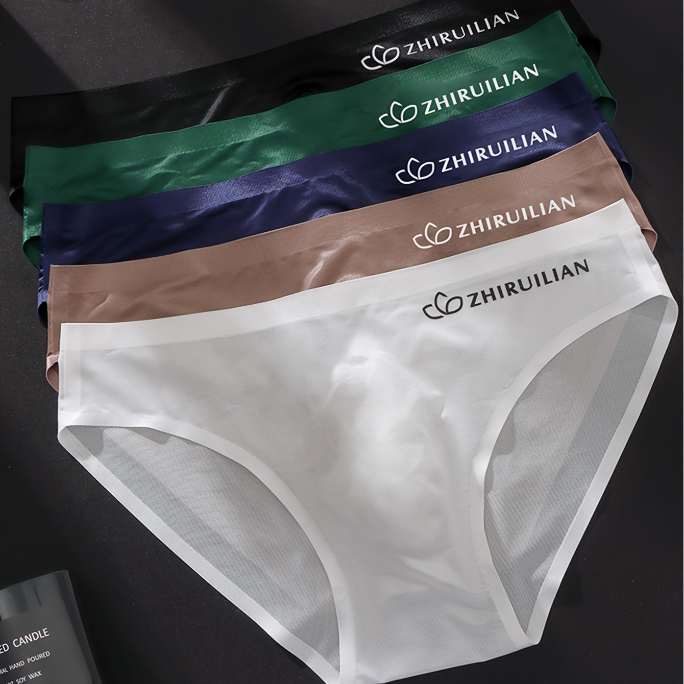 

5pcs Men's Briefs - Solid Color, Micro Elastic, Knit Fabric, Nylon, Smooth, Seamless, Lightweight, Sexy, Comfortable With Side Lettering