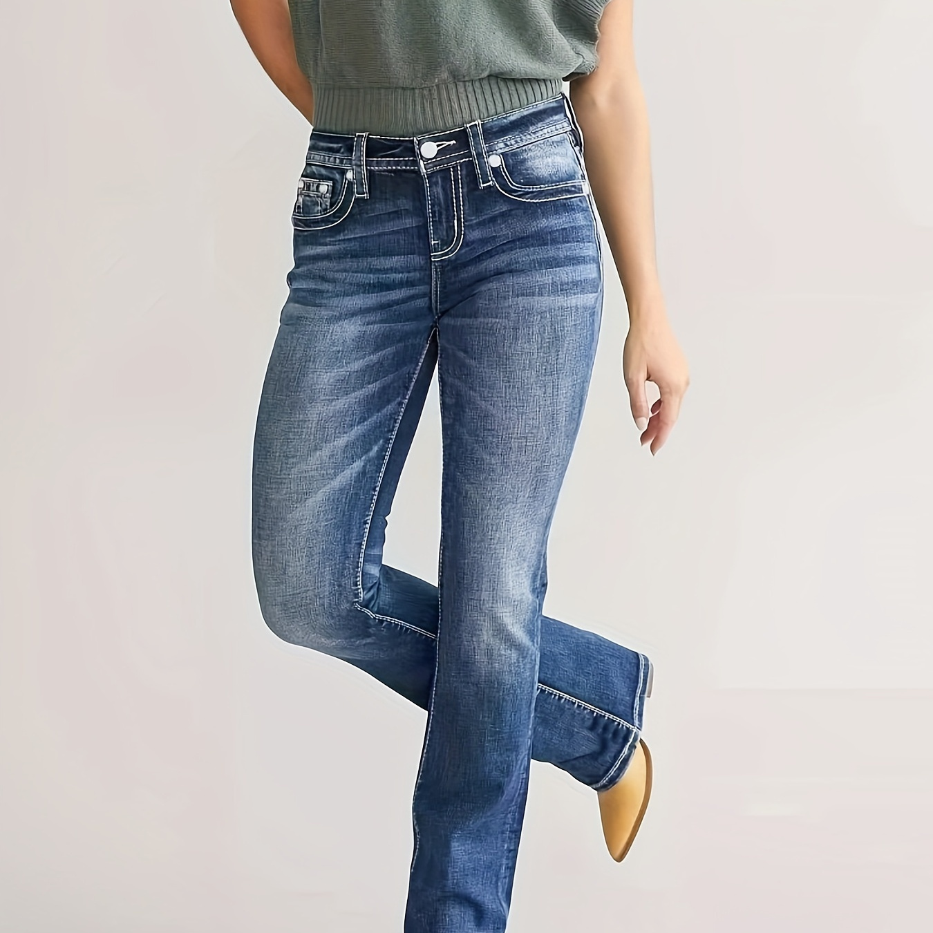 

Embroidered Slim-fit Whiskering Retro Elegant Jeans Denim Pants, Women's Denim Jeans & Clothing