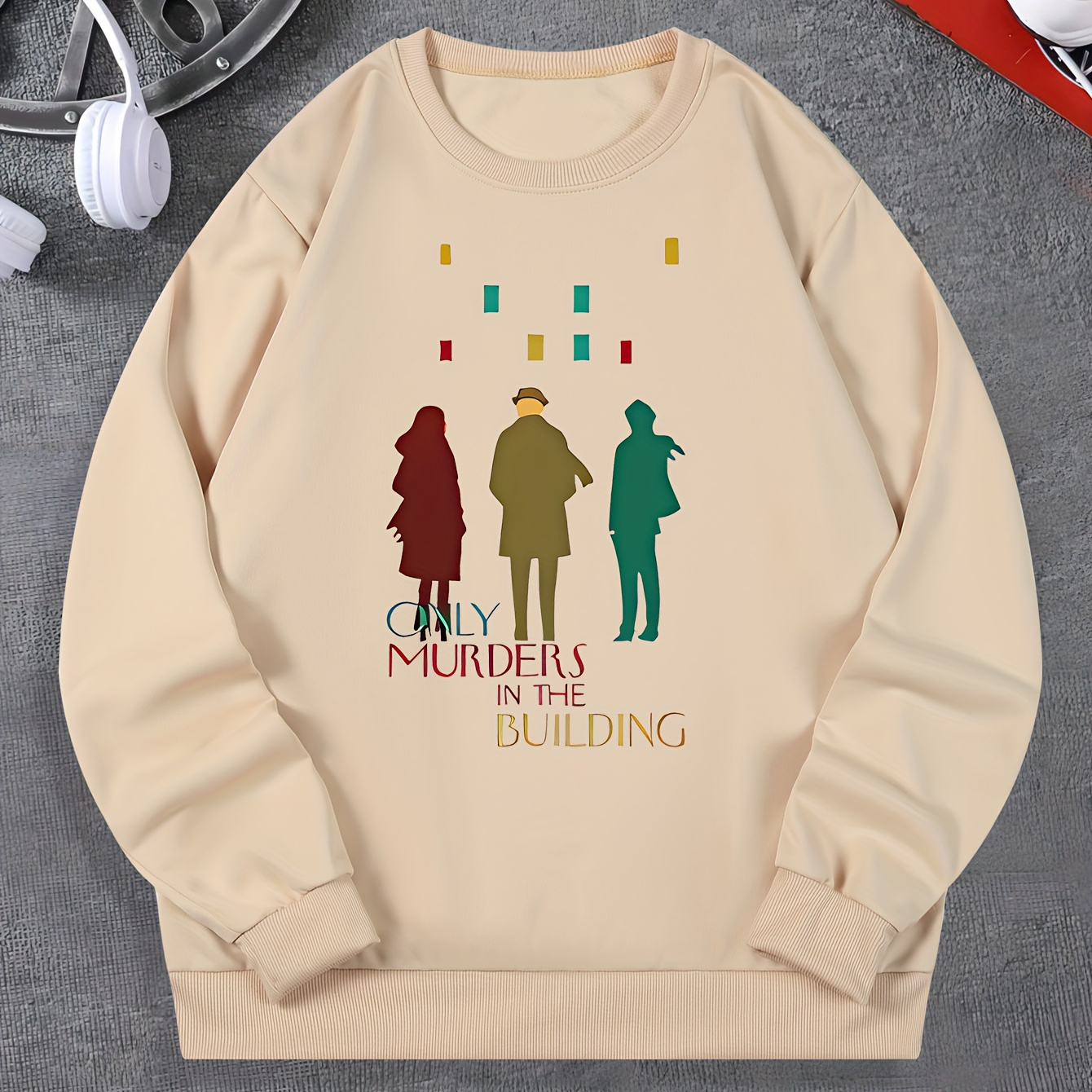 

Only Murders In The Building Print, Men's Fashionable Casual Round Neck Pullover Long Sleeve Sweatshirt, Suitable For Outdoor Sports, For Autumn Spring, As Gifts