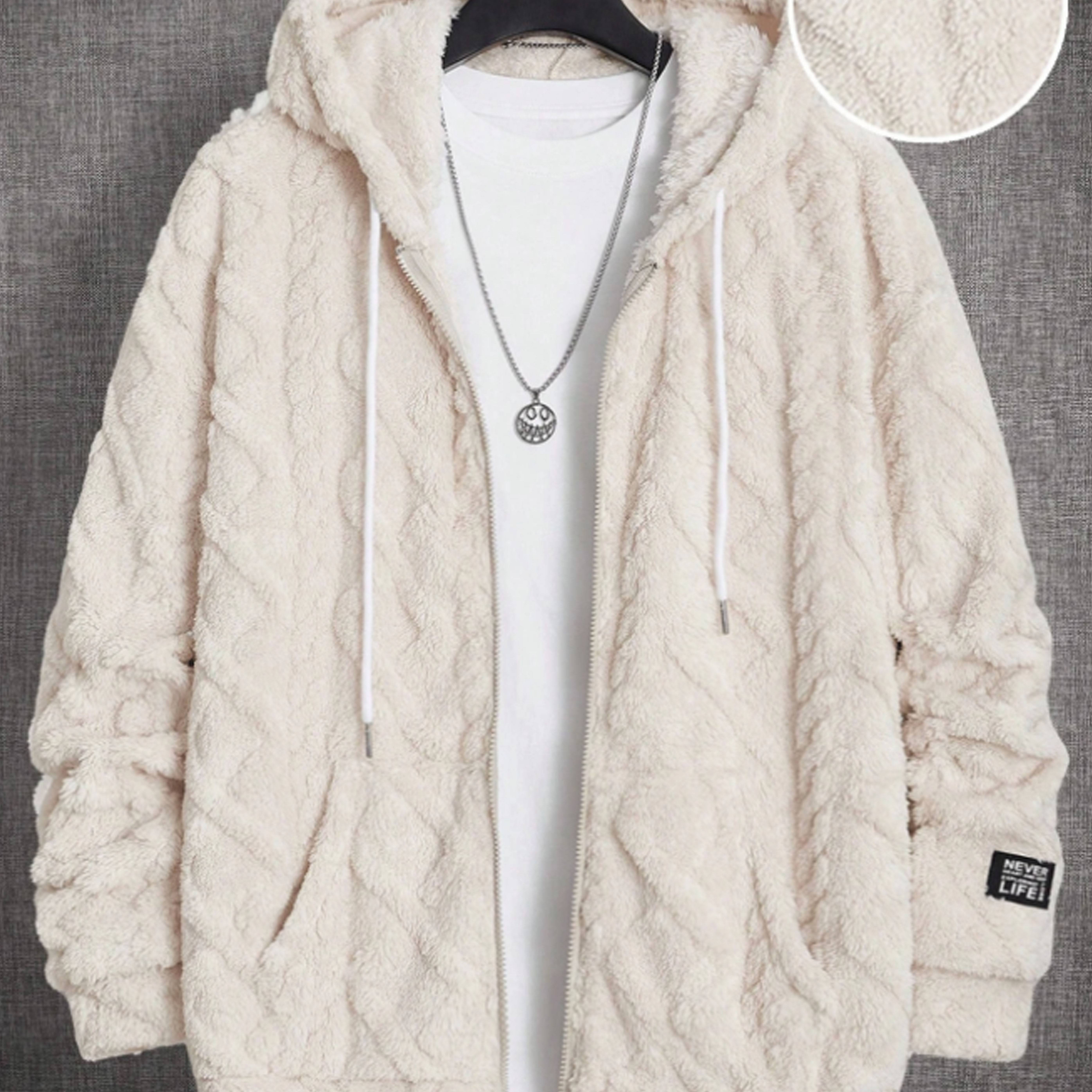 

1pc Pattern, Hooded, Zip, Knitted , Fit, Long For Streetwear - /