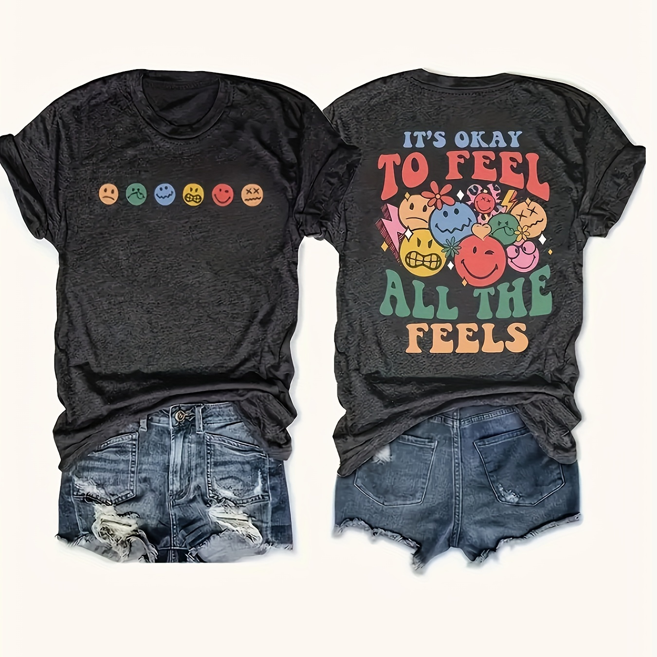 

Graphic Neck T-shirt, Casual Short Sleeve Top For , Women's Clothing