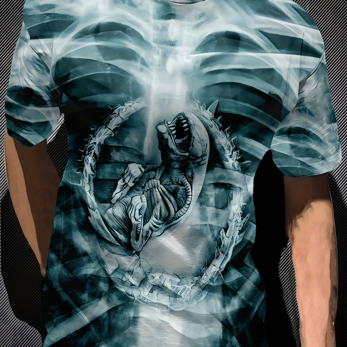 

Men's Summer Fashion T-shirt - Casual 3d Print, Polyester, Round Neck, Machine Washable