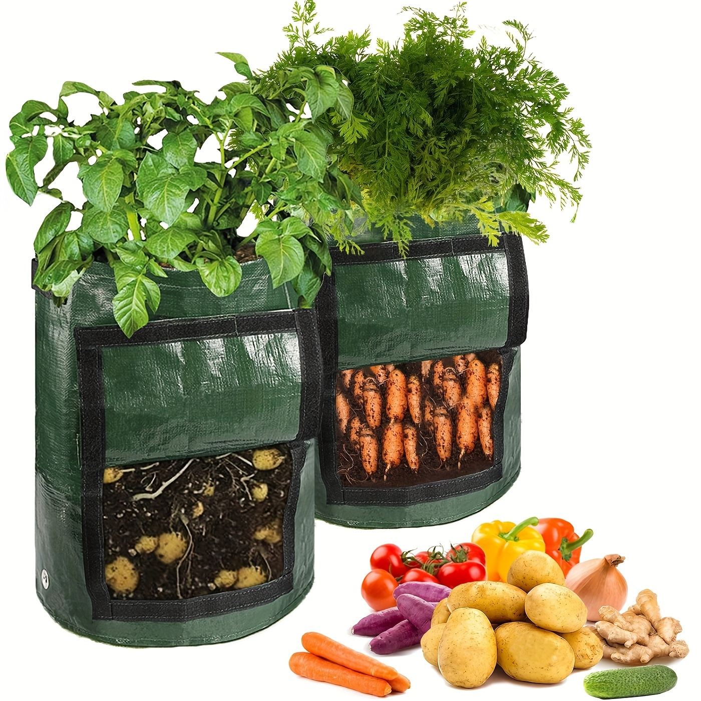 GardenTool Potato Grow Bag PE Vegetable Grow Bags with Handle Thickened  Growing Bag Vegetable Onion Plant Bag Outdoor Garden Pot