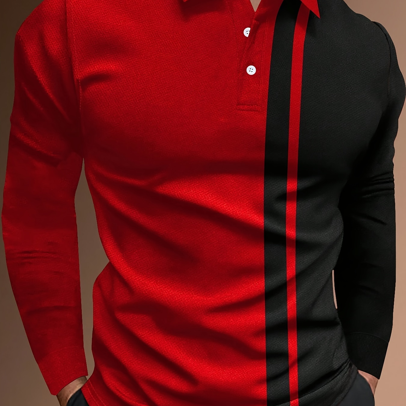 

Men's Striped Golf Shirt, Casual Long Sleeve Shirt For Outdoor