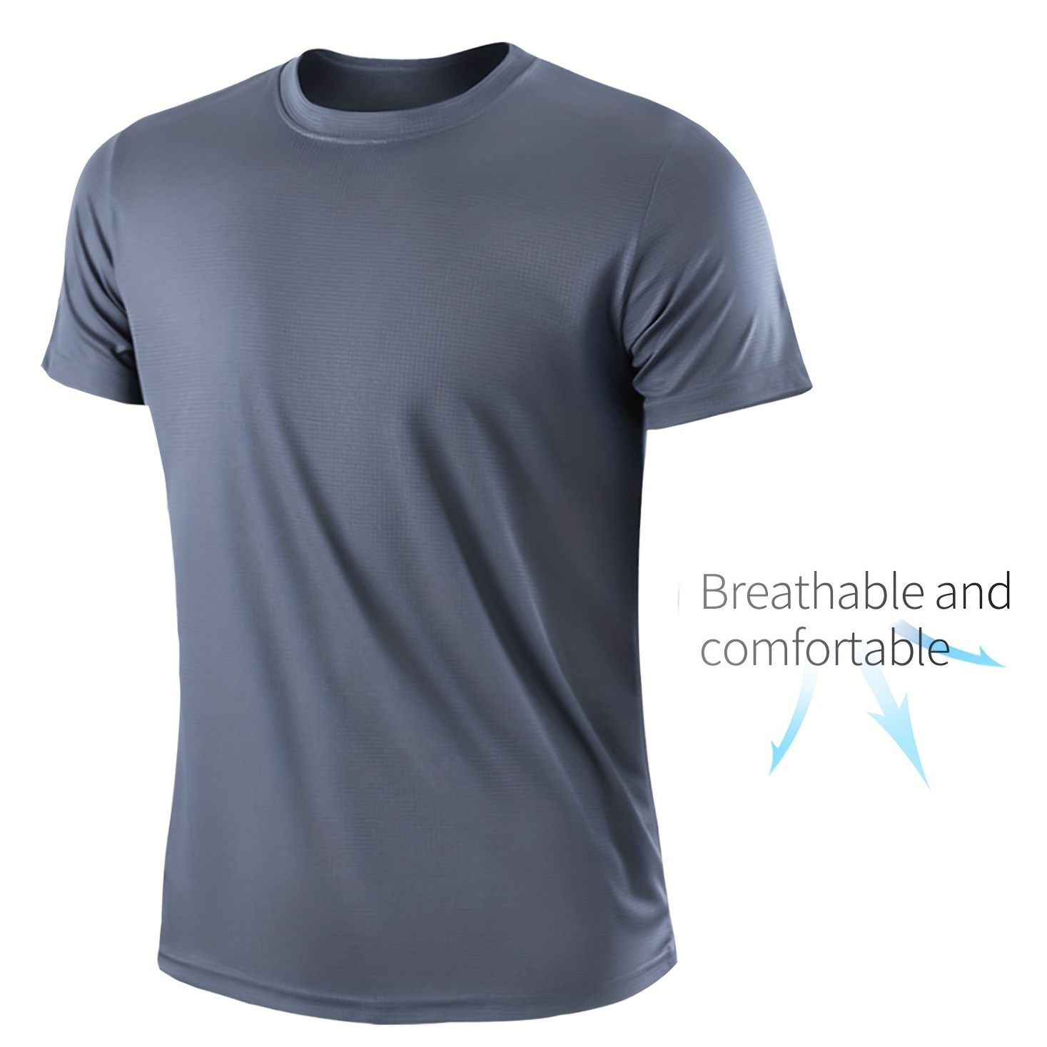 

Men's Solid Color Ultralight Crew Neck T-shirt, Breathable Quick Drying Sweat Absorbing Sport Bodybuilding Shirt For Training Fitness Gym Running