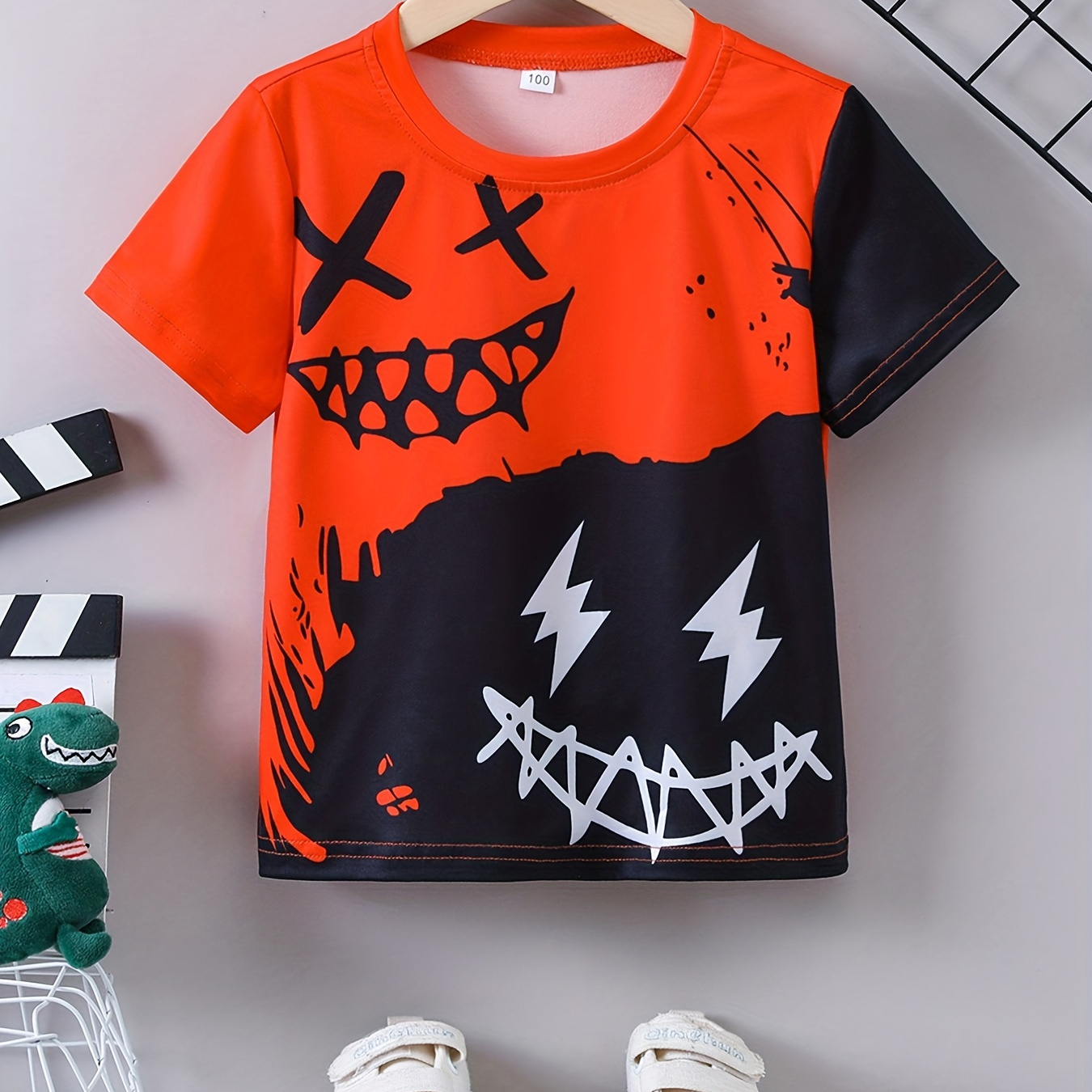 Halloween Funny Smiling Face Print T-shirts For Boys - Cool, Lightweight  And Comfy Summer Clothes! - Temu Germany