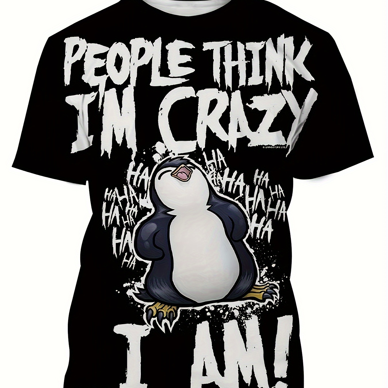 

Laughing Penguin Cartoon And Letter Print Men's Stylish Short Sleeve Crew Neck T-shirt For Summer