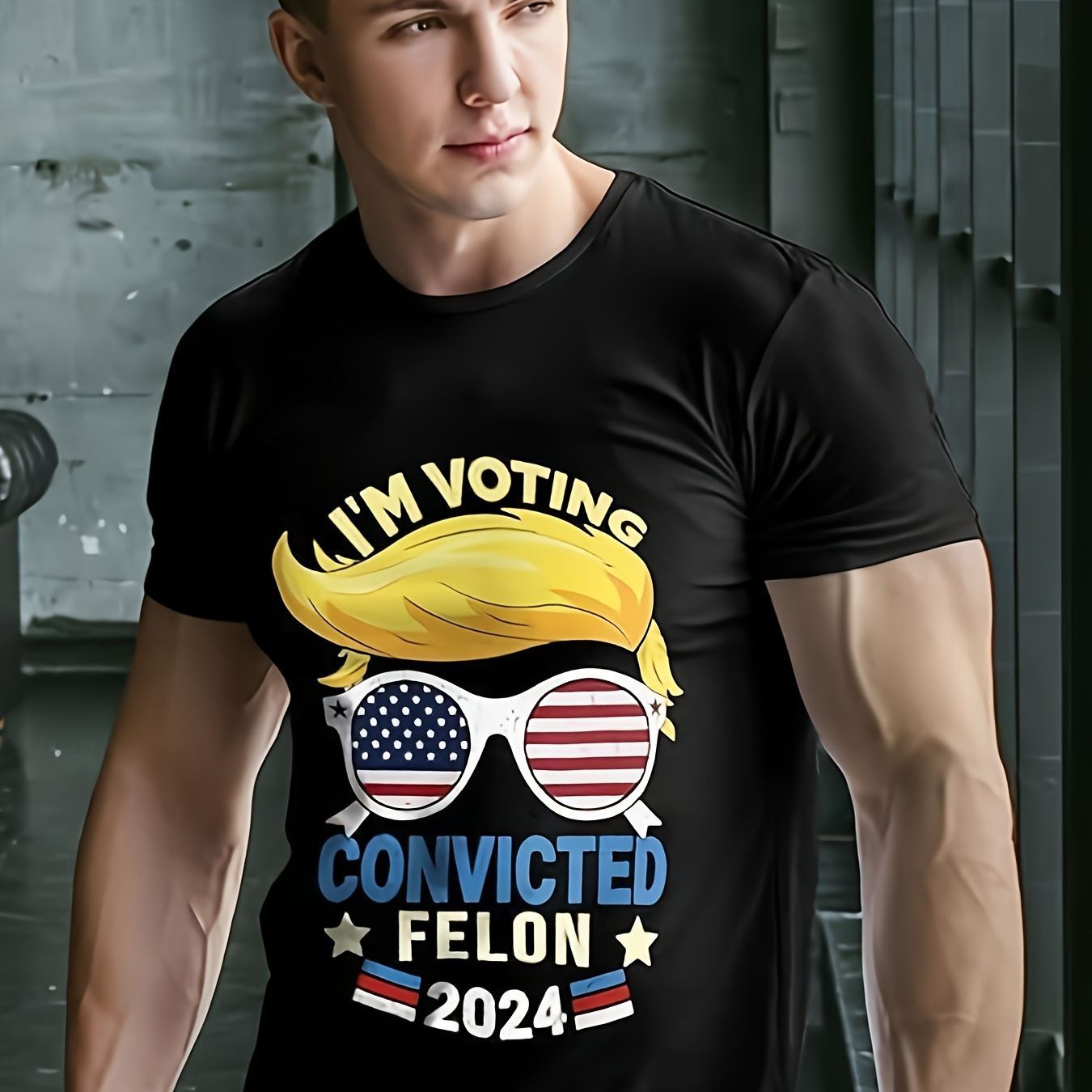 

Printed Tops, I'm Voting For The Convicted 2024, Plus Size Men's T-shirts Cotton Crew Neck T-shirts Moisture Wicking T-shirts Summer Fashion Casual Short Sleeve T-shirts, Outdoor Sports Clothing
