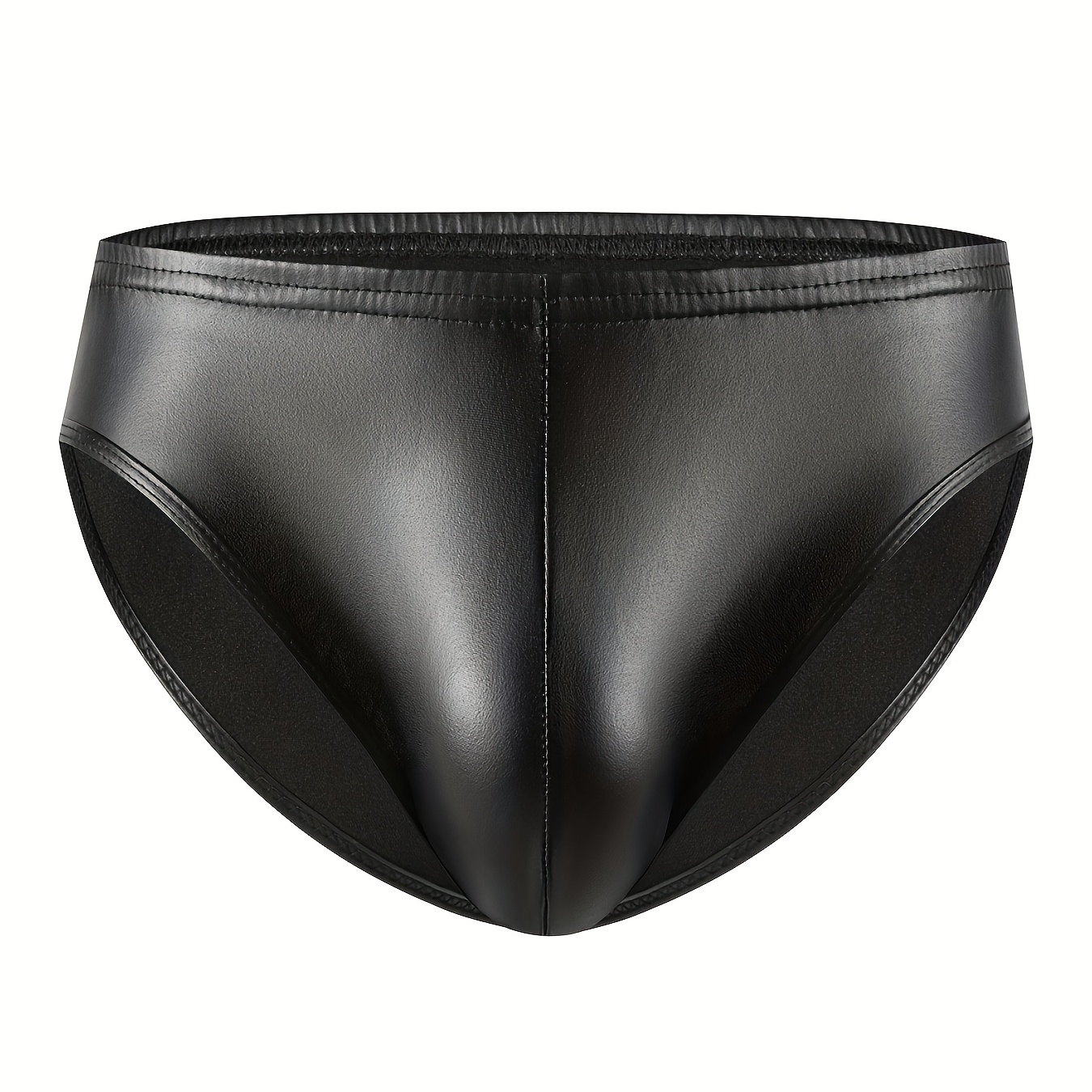 

G-String Sexy pour Hommes Xokesy à Taille Basse avec Pochette Gonflante - Similicuir Mat , Ceinture Élastique, Noir