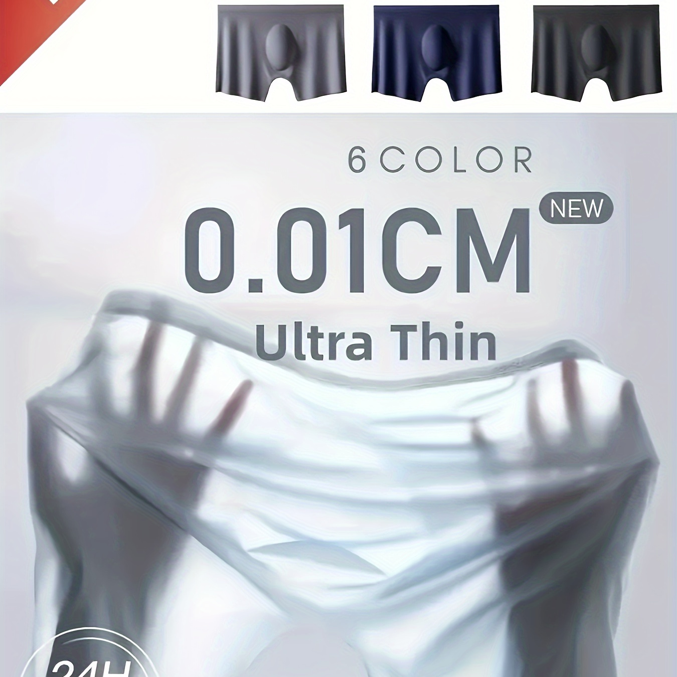 

6pcs Color Men's Viscose Traceless Solid Color Translucent Shorts Cool Ultra-thin Breathable Medium Comfortable Men's Boxer Briefs