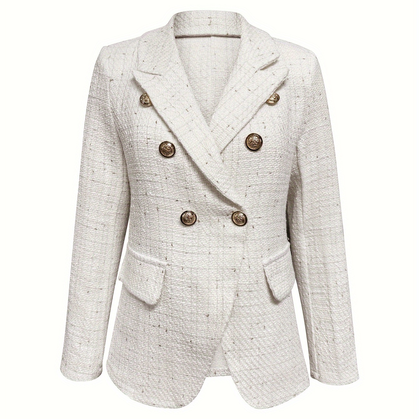 

Solid Button Front Blazer, Elegant Long Sleeve Lapel Collar Blazer, Women's Clothing