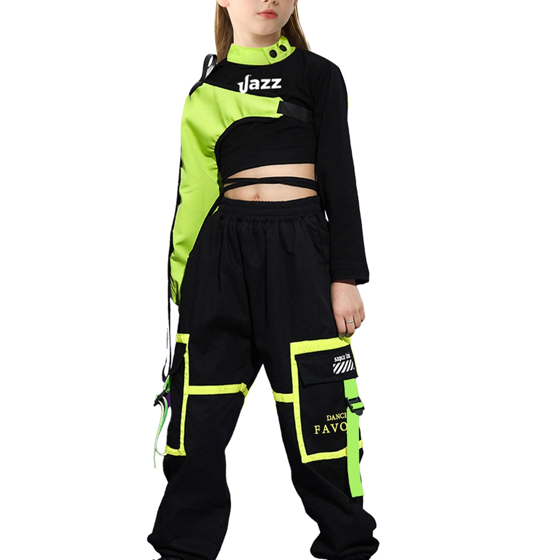 Tenue De Danse Moderne Fille - Camisole Brillante + Pantalon Harem - Hip Hop Jazz