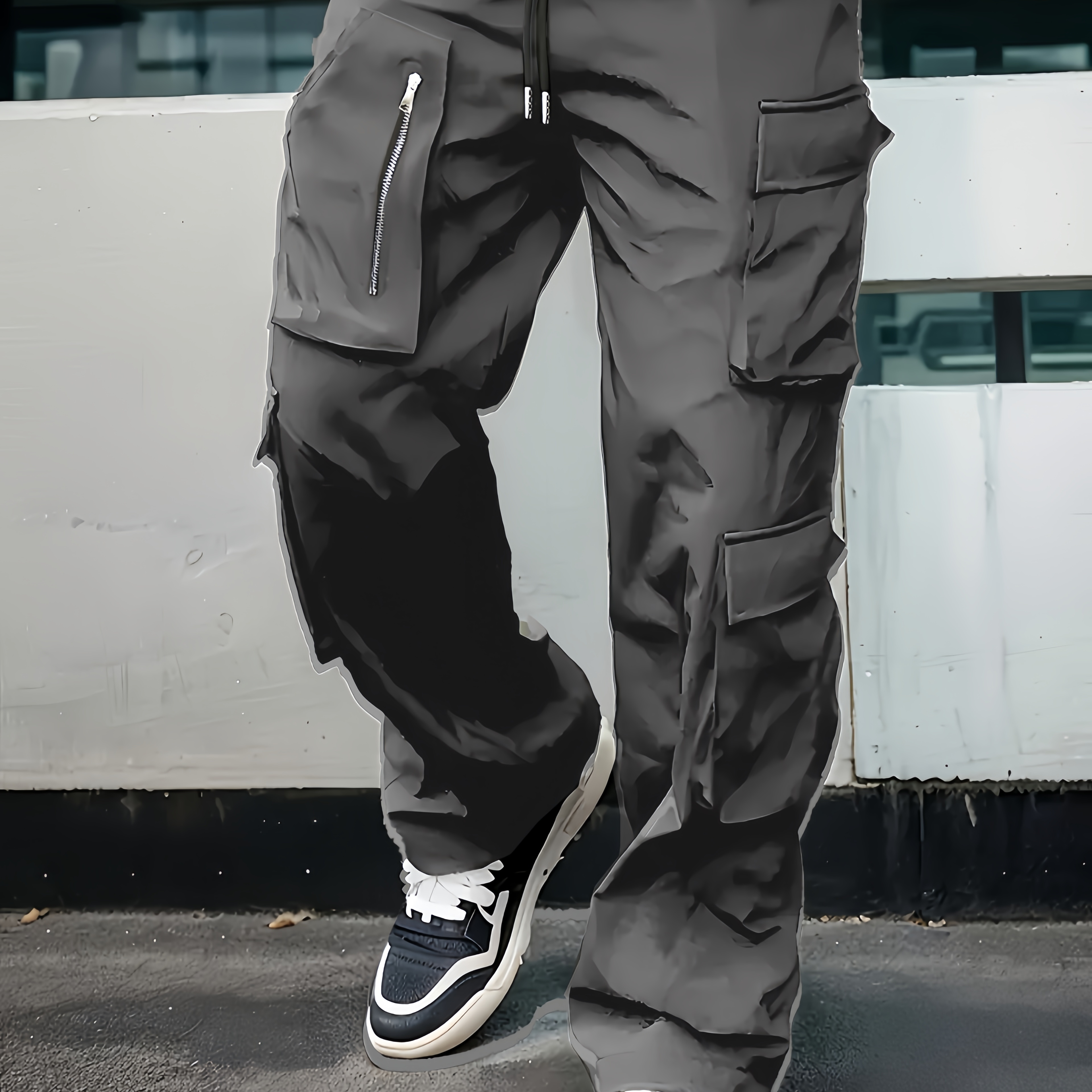 

Pantalon cargo décontracté multi-poches pour homme avec cordon de serrage à la taille, style printemps/automne, coupe pour les activités de .