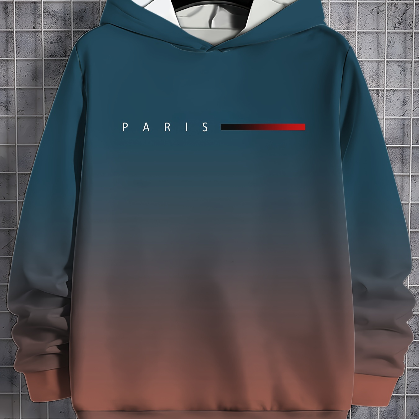 

Sweat à Capuche Dégradé Paris pour Homme - Décontracté & Élégant avec Imprimé Ligne, Mélange de Polyester Confortable, Manches Longues, Col Rond - pour les Loisirs en , Printemps/Automne