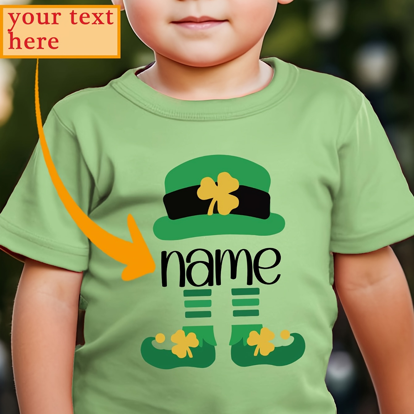 

Customizable 's Day Boys' T-shirt - Hat & Shoes Design With Personalized Name, Casual Round Neck, Polyester, Machine Washable, Wear|custom |stretchable Material, Boy T Shirt