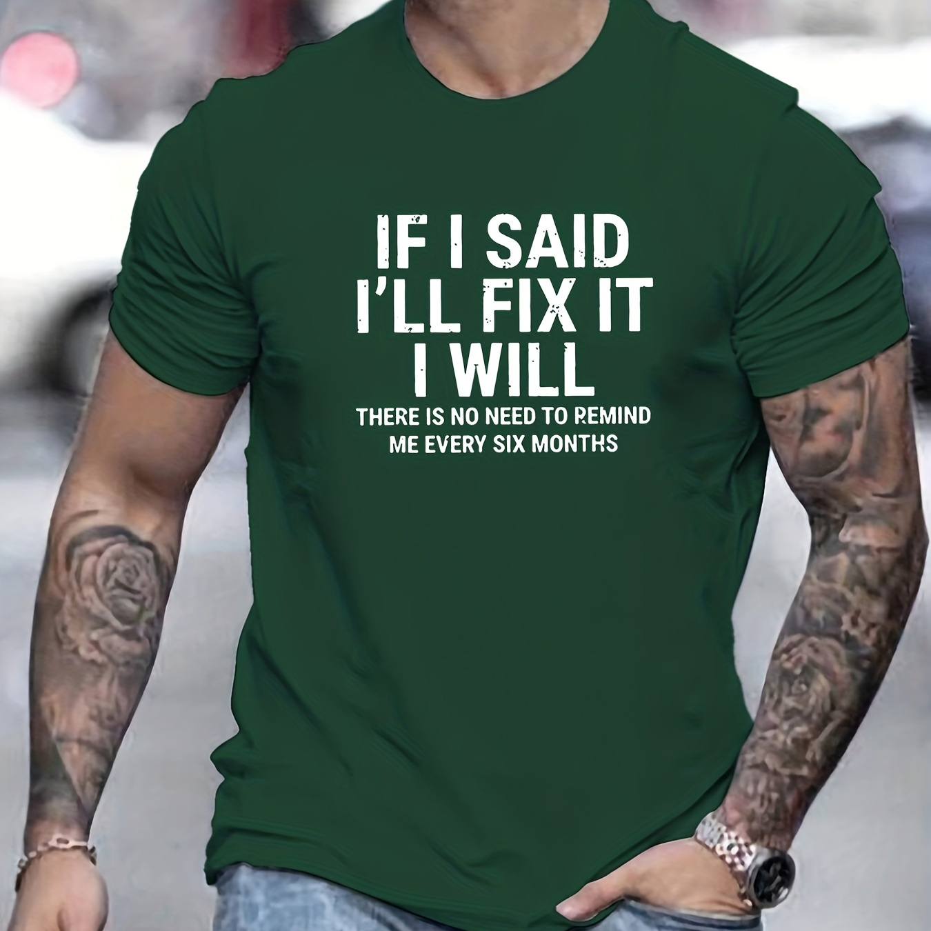 

If I Fix It Letter Men's Creative Top, Casual Short Sleeve Crew Neck T-shirt, Men' For Summer Outdoor