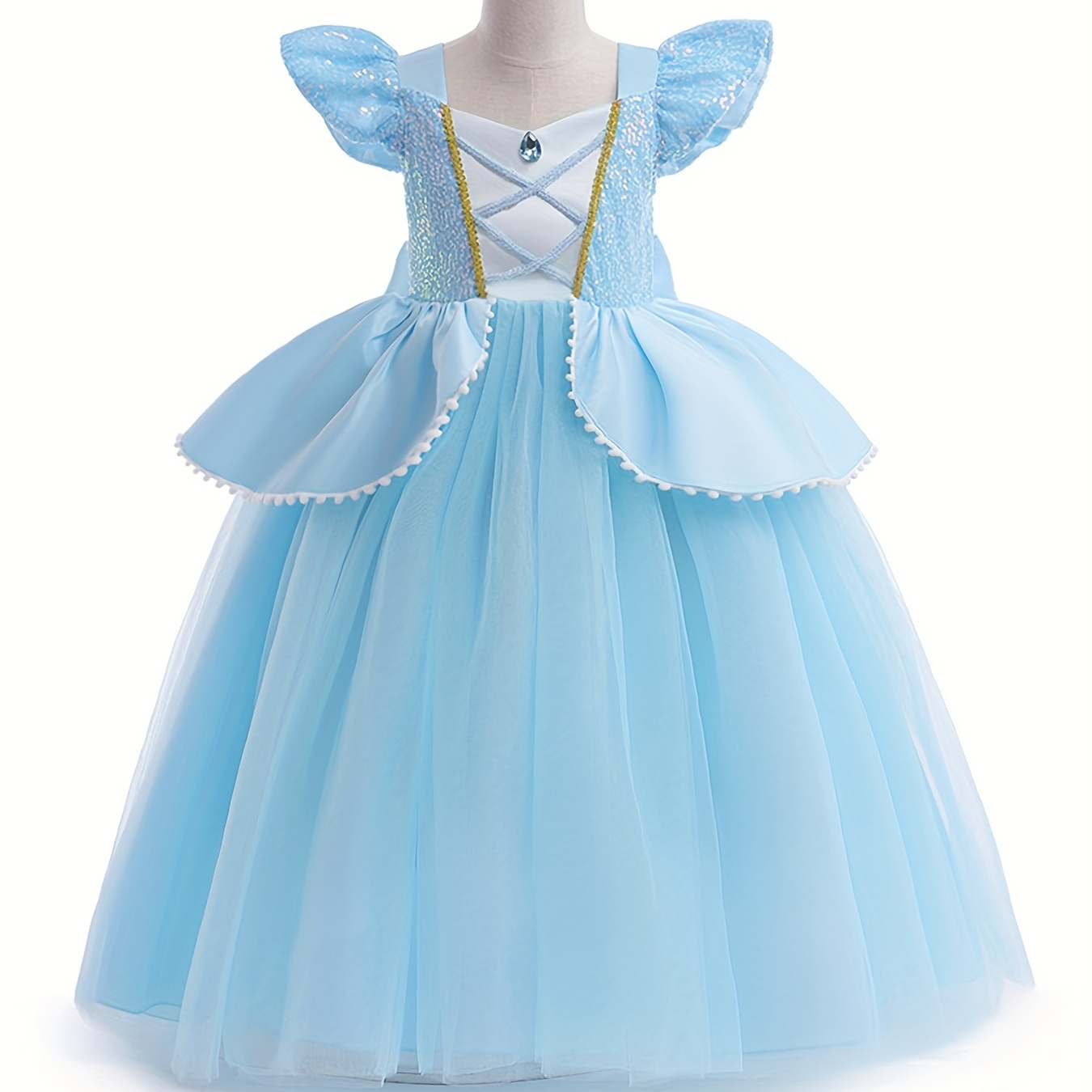 

Girls' Princess Dress With Tulle Satin Waist Elegant Puff Dress Girls Birthday Dresses Party Pageant Dance Party Ball Gown