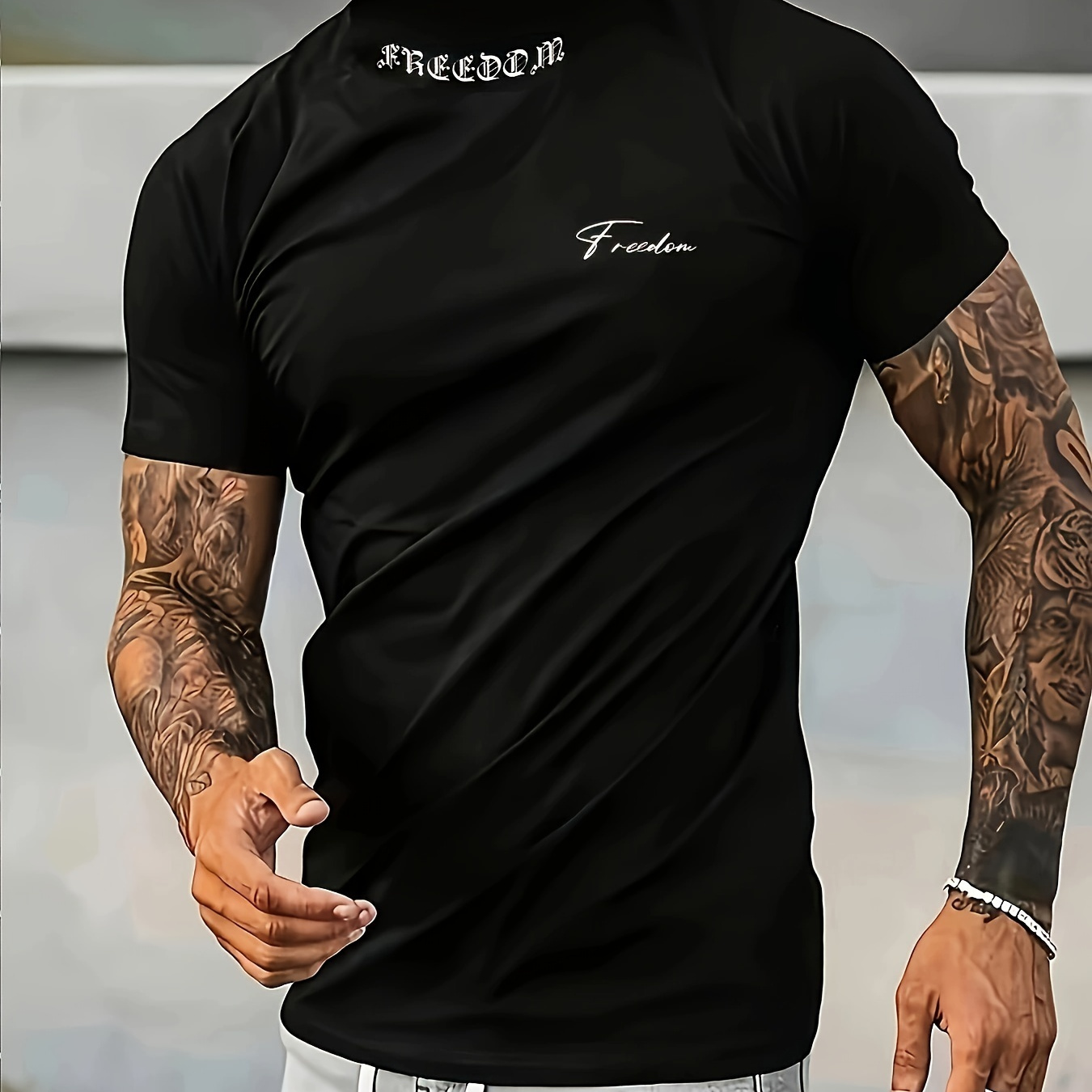 

Men's Summer Breathable T-shirt, Men's Casual Comfy Tee, Trendy Short Sleeve Top For Summer Sport & Daily Wear