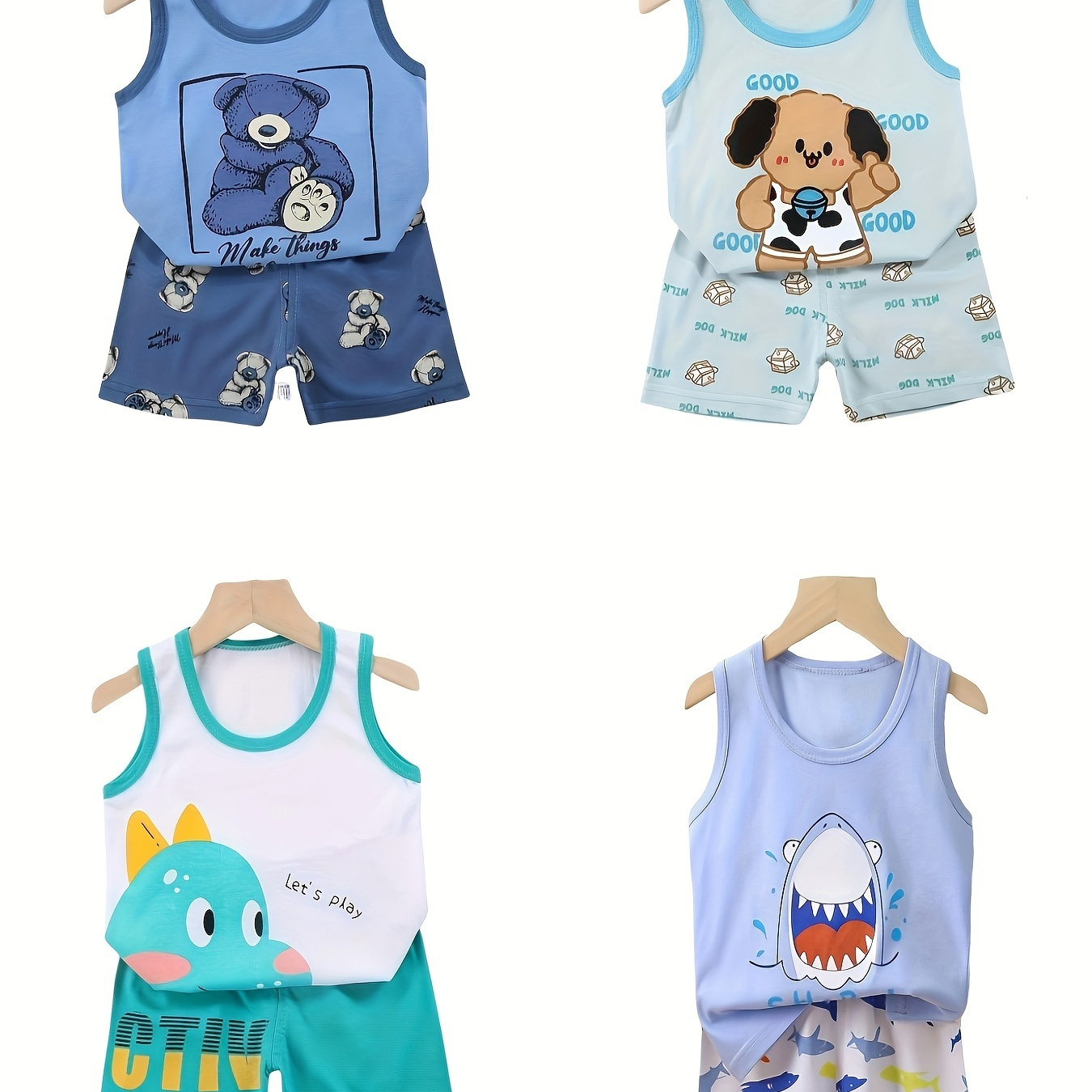

4sets Boys Summer Suit Children's Summer Clothing Boys Short Sleeved Summer Clothing