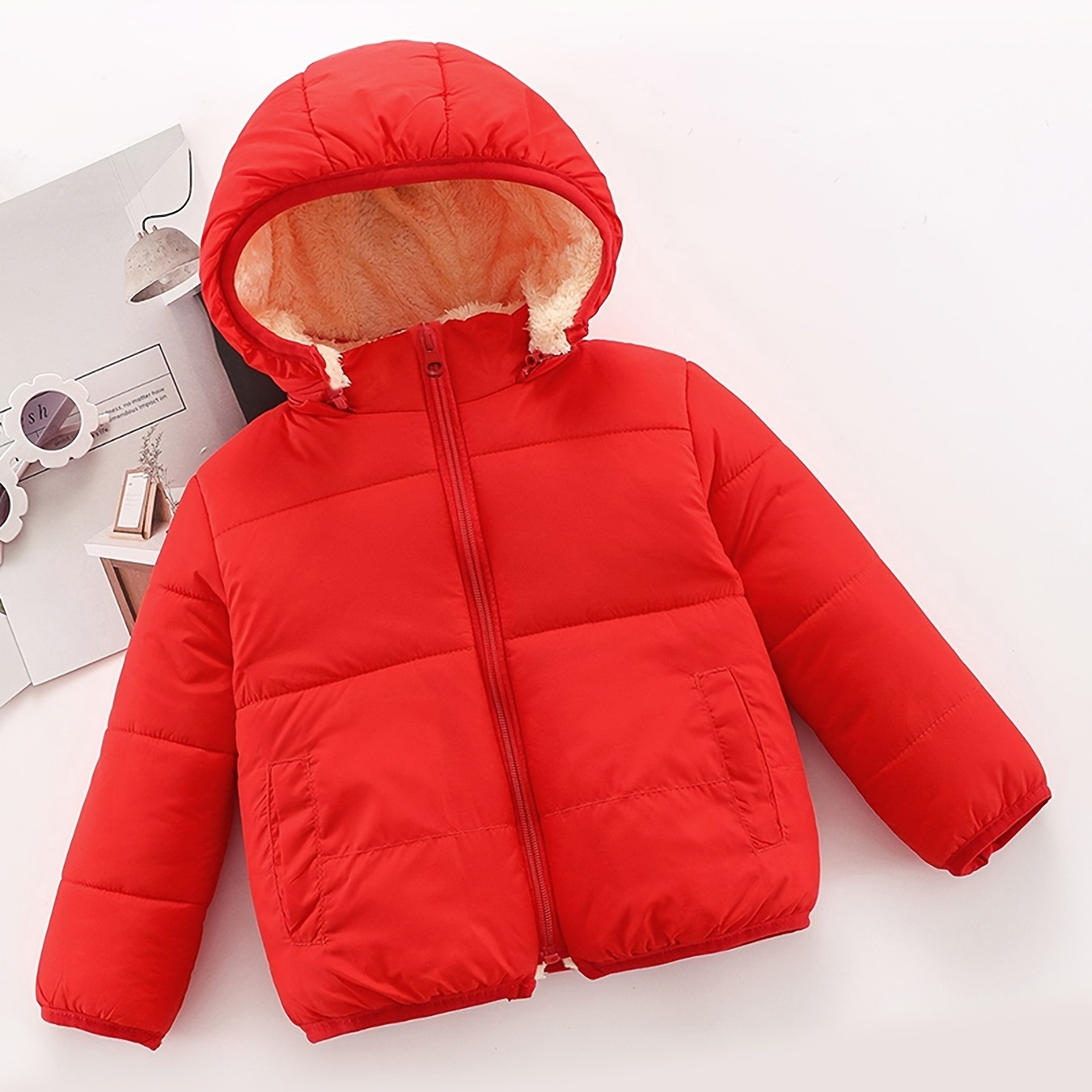 

Patpat Baby/ Toddler Girl/boy Causal Fluff Solid Long-sleeve Hooded Coat For Winter