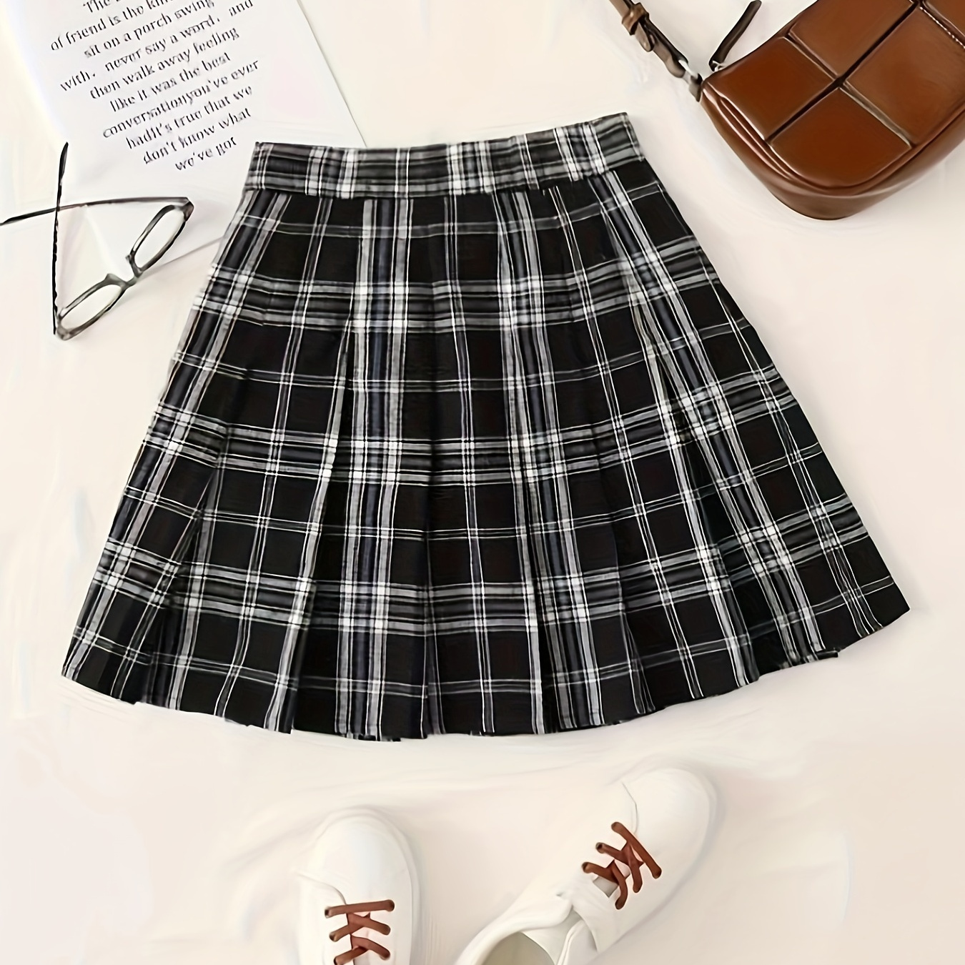 

1pc Women's Pleated Skirt, 100% Polyester Woven Fabric, Fashionable Spring/summer A- Skirt, Casual Wear|fashion Aline Skirt|nontransparent Fabric