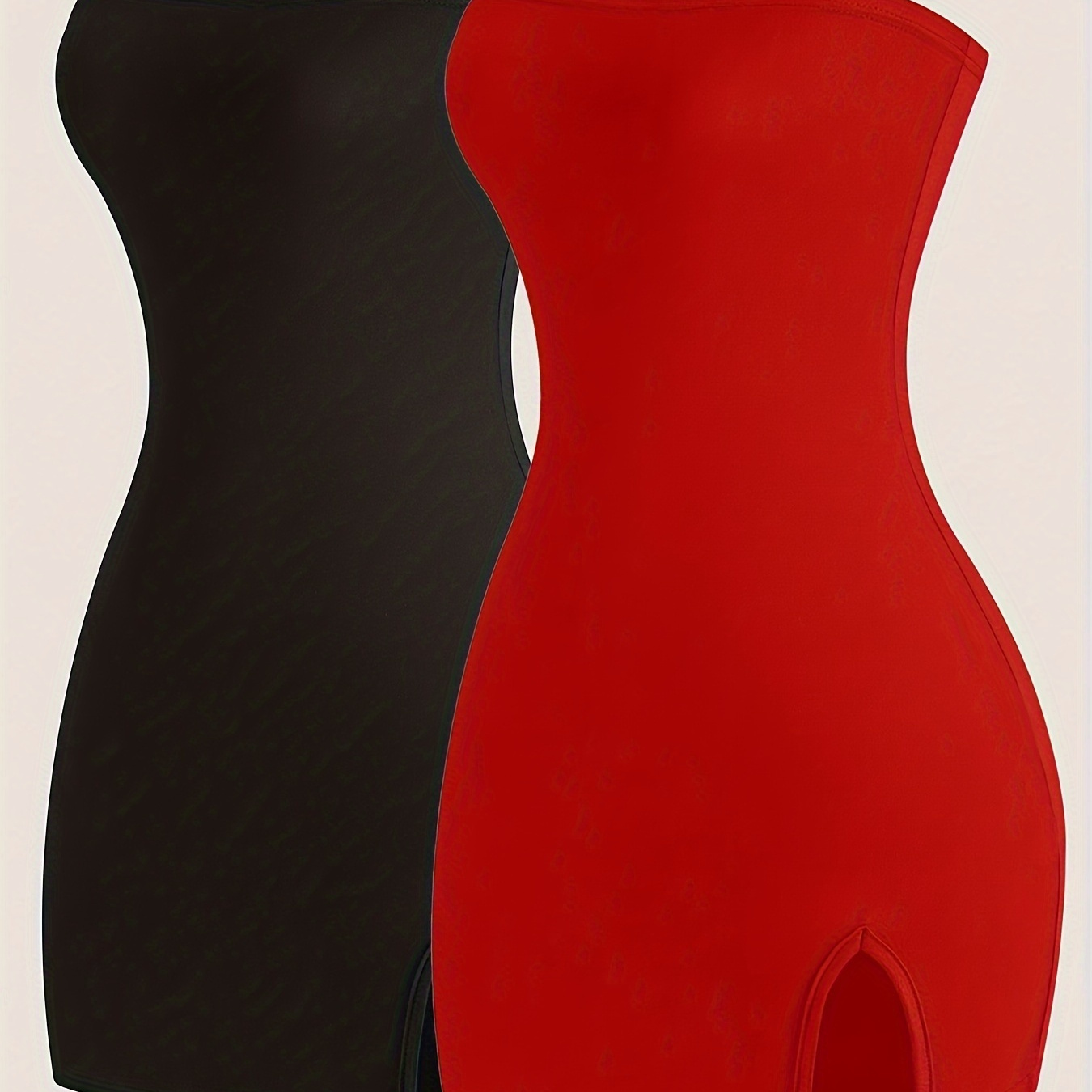 

Solid Color Tube Dress 2 Pack, Strapless Split Hem Bodycon Dress For , Women's Clothing