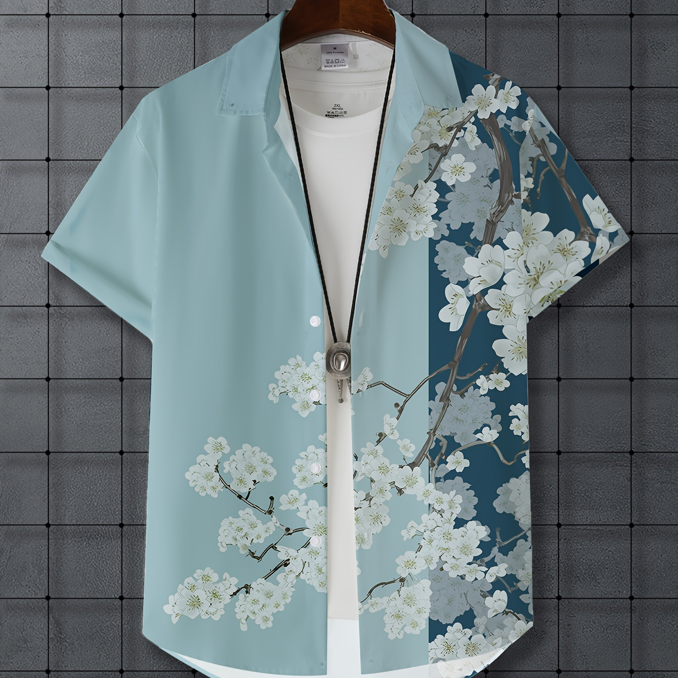 

Floral Print Hawaiian Shirt, Men's Casual Button Up Short Sleeve Shirt For Summer Beach Vacation Resort