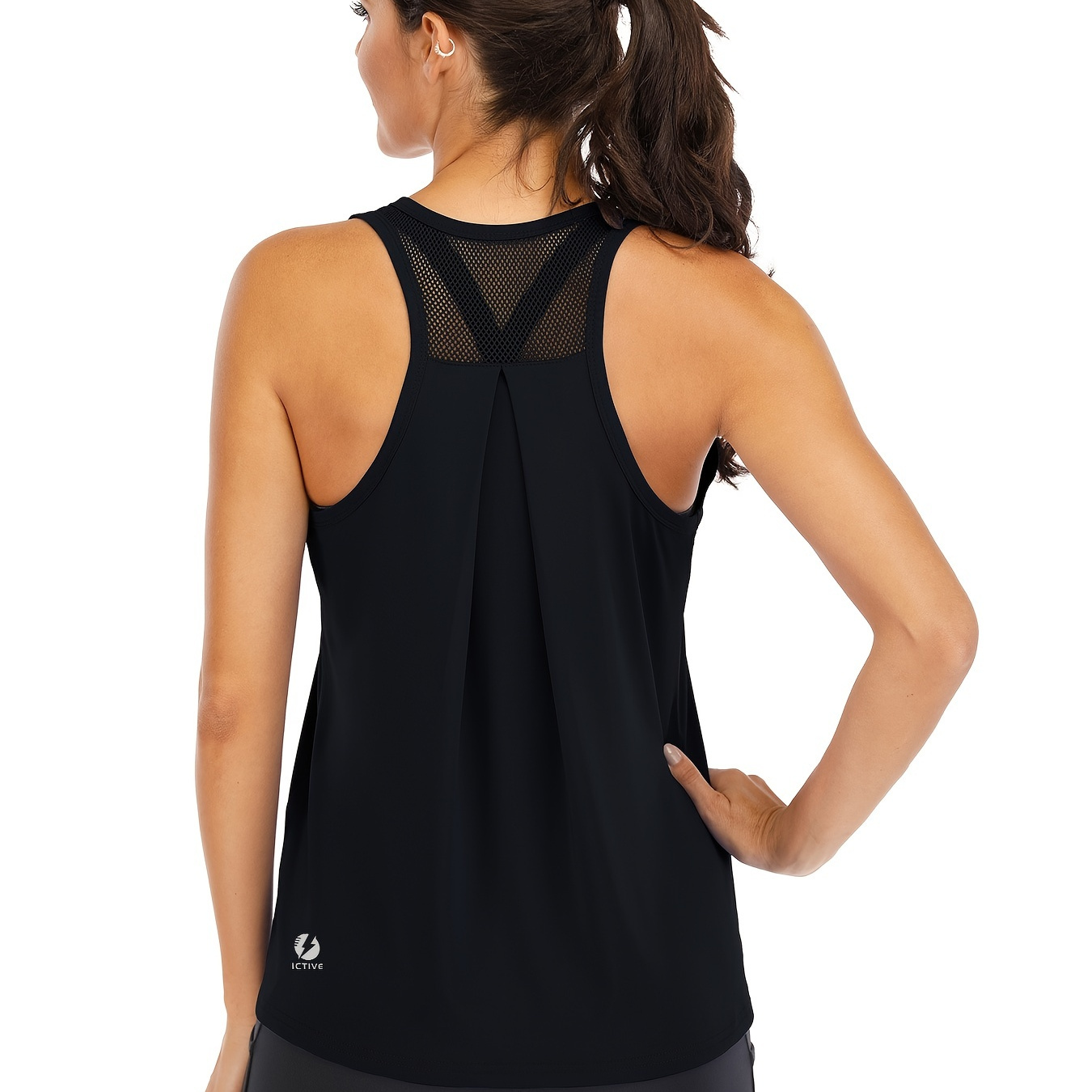 Solid Color Mesh Sleeveless Tank Top Breathable Racer Back - Temu