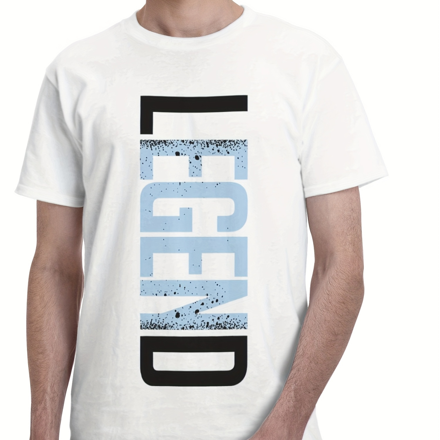 

Men's Tee - "legend" Design, Short Sleeve, Round Neck - Casual & Breathable, Machine Washable - Casual Attire, Cotton T Shirts