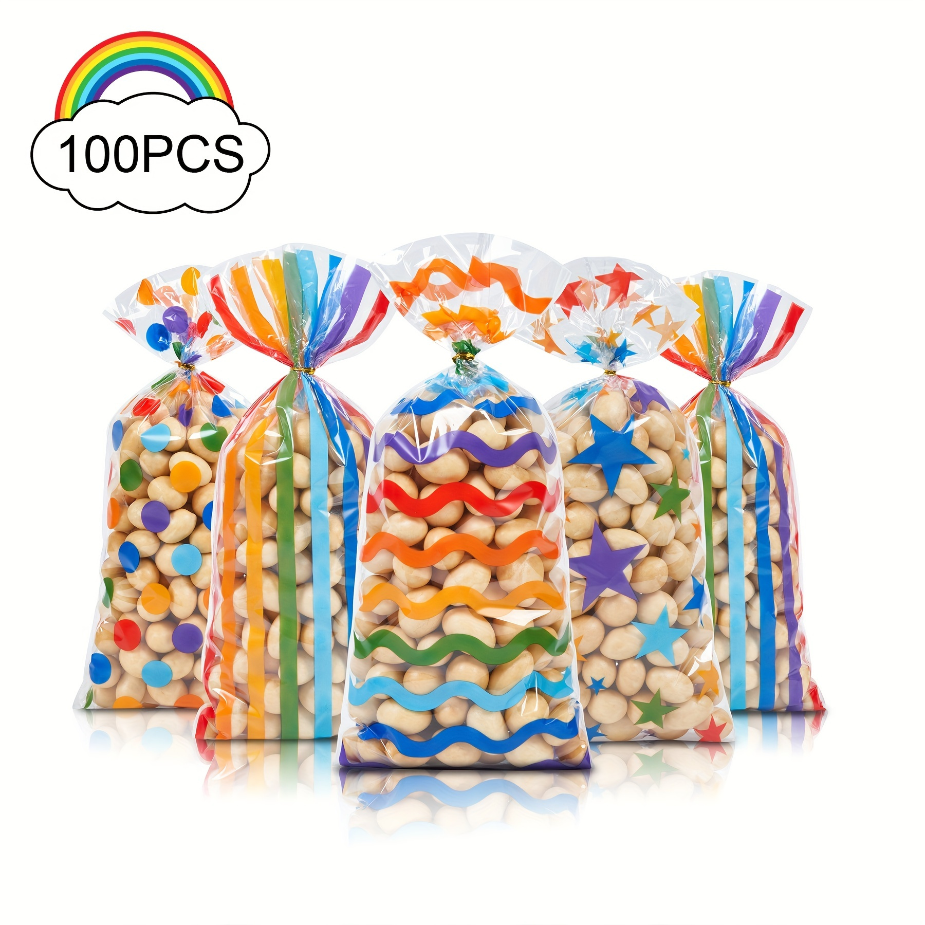 TOSPARTY Plastic Gift Bags Candy Bags Are Sturdy and Durable Party Assorted Plastic Candy Bag Gift Bag (Colorful)