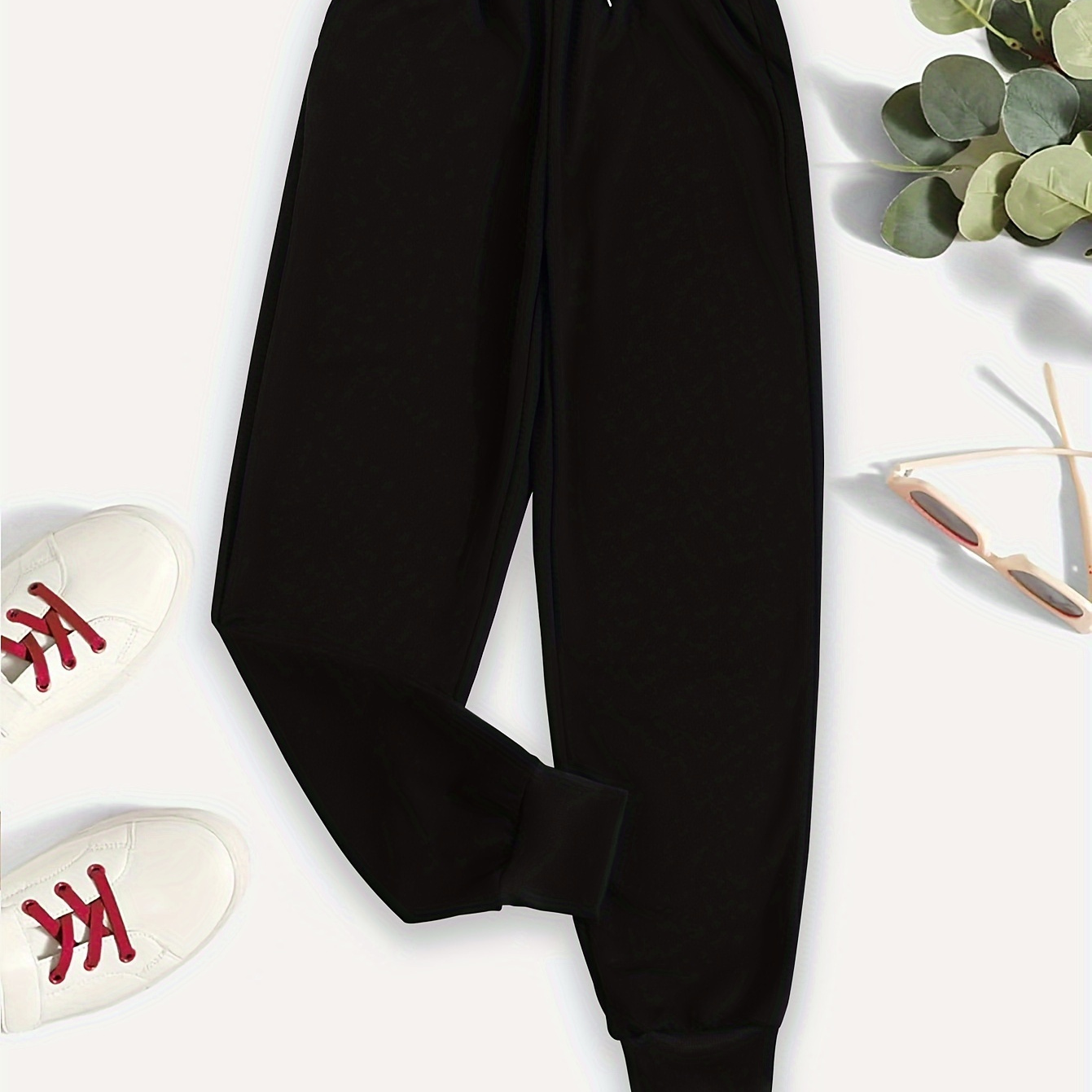 

Solid Color Pants, Elastic Waist Casual Pants, Women's Clothing