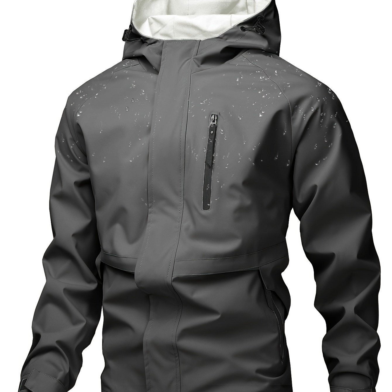 

Men's Solid Color Windproof & Waterproof Hooded Jacket, Casual Stylish Coat Spring And Autumn Outdoor Clothes