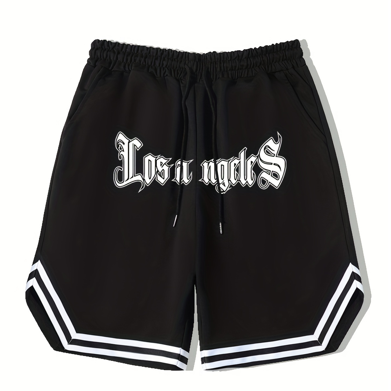

Men's Los Angeles Print Basketball Shorts, Casual Slightly Stretch Drawstring Shorts For Workout Outdoor, Men's Clothing For Summer